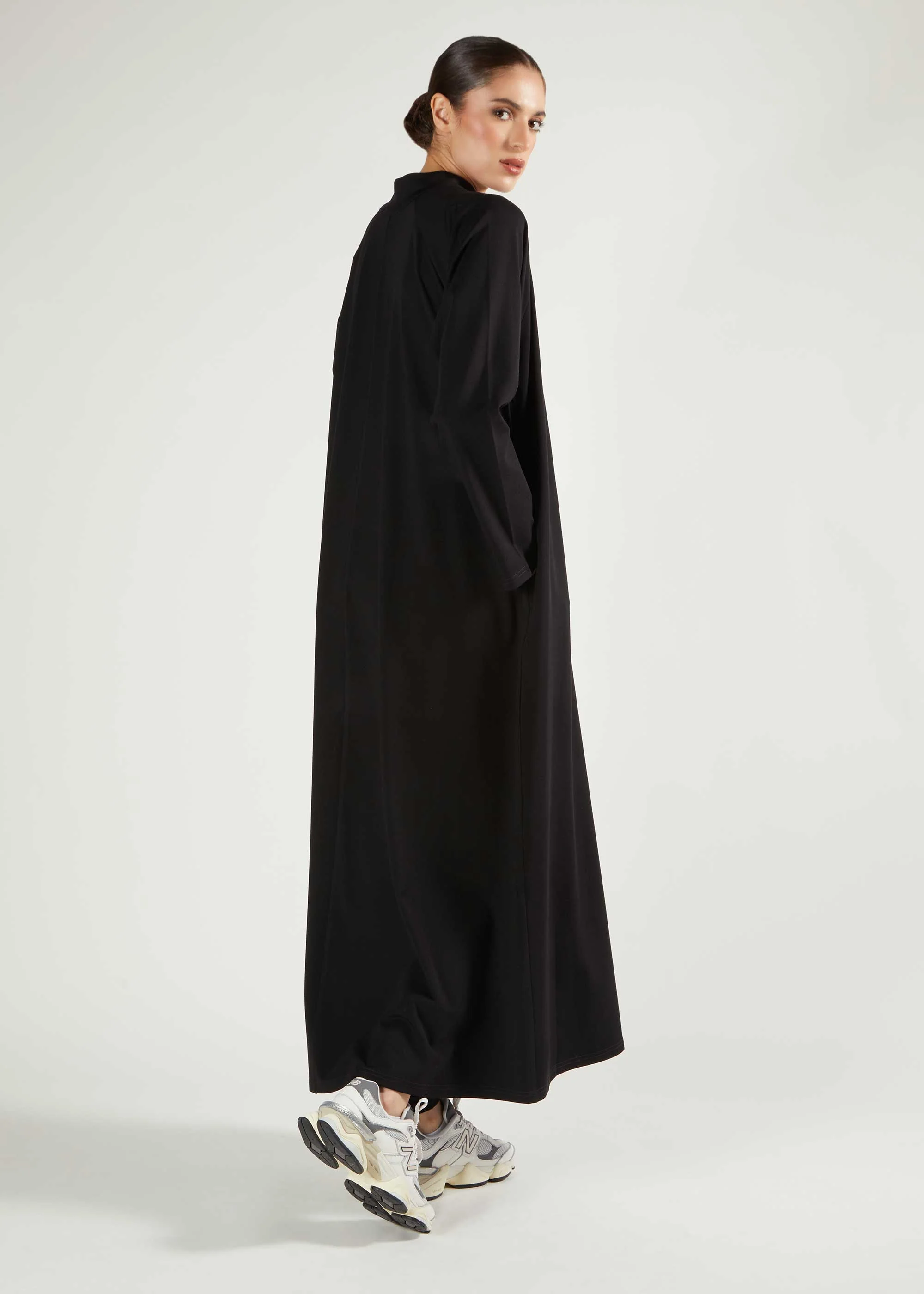 Ribbed Zip Abaya Black - Final Sale - Image 3