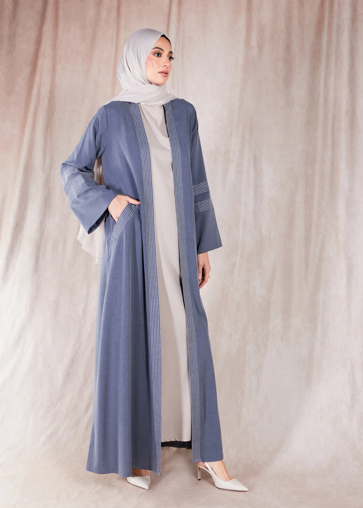 Sashiko Open Abaya - Final Sale
