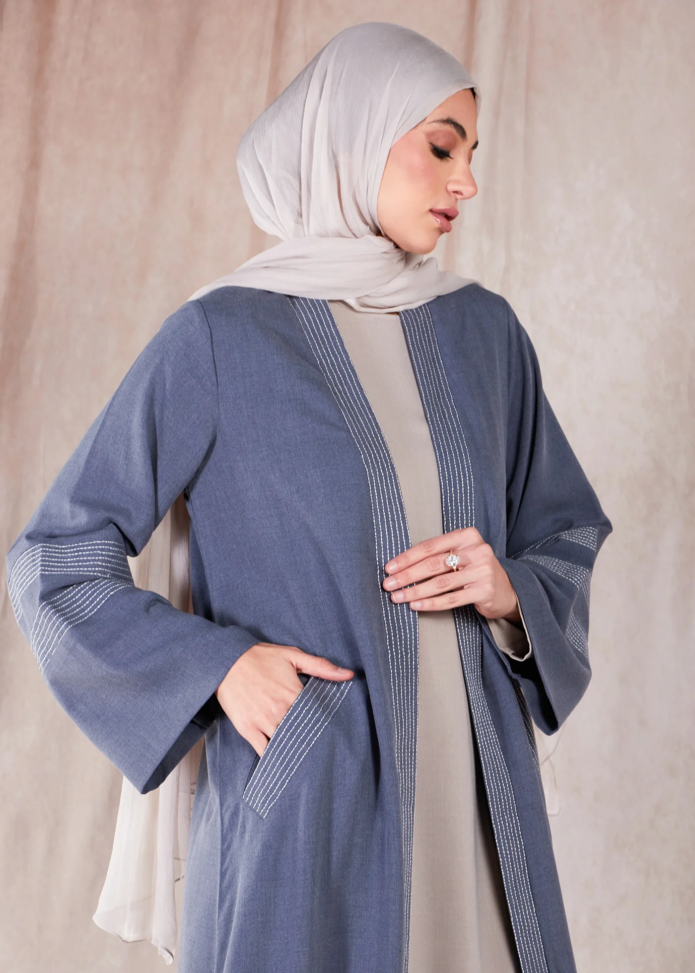 Sashiko Open Abaya - Final Sale - Image 3