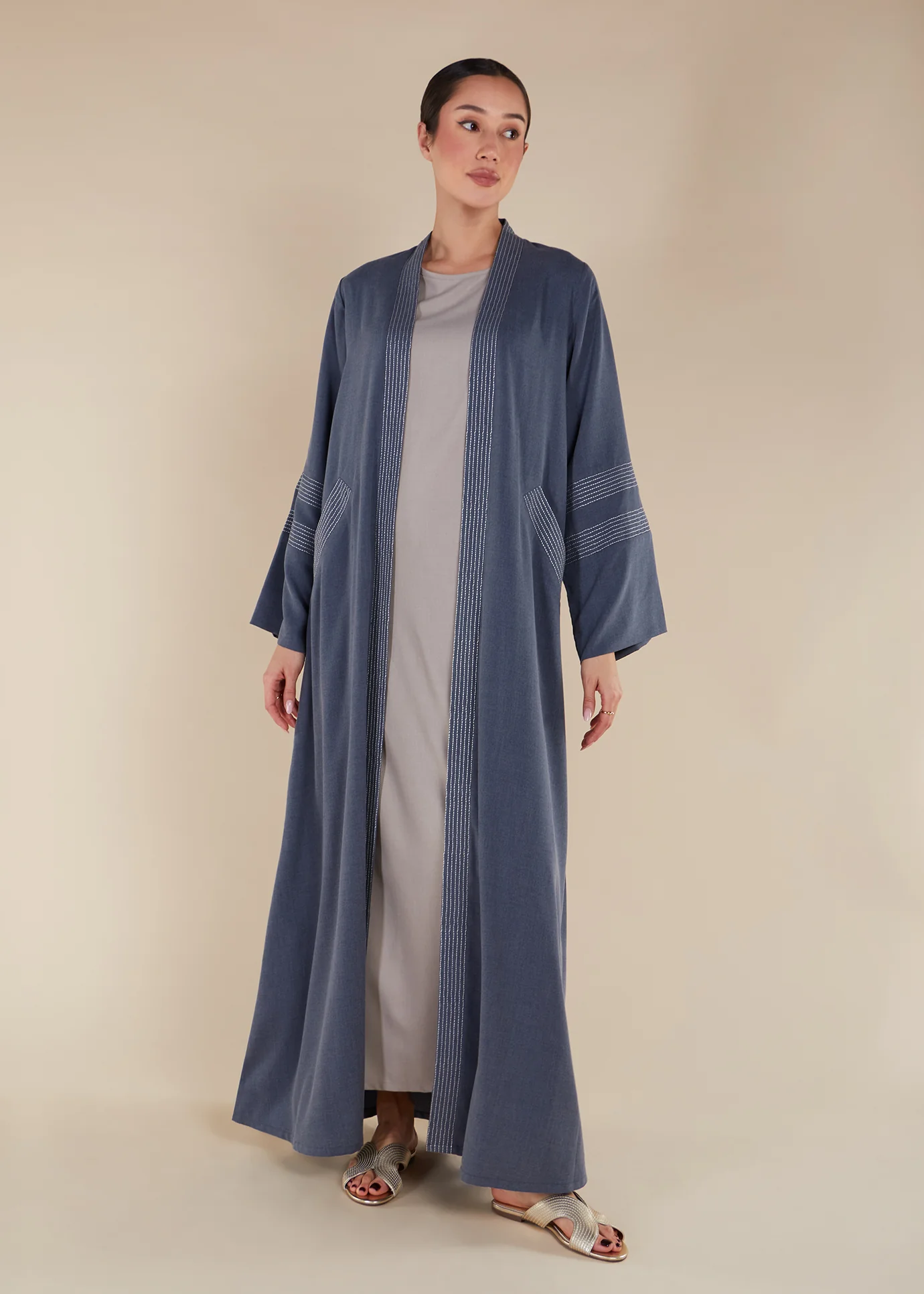 Sashiko Open Abaya - Final Sale - Image 5
