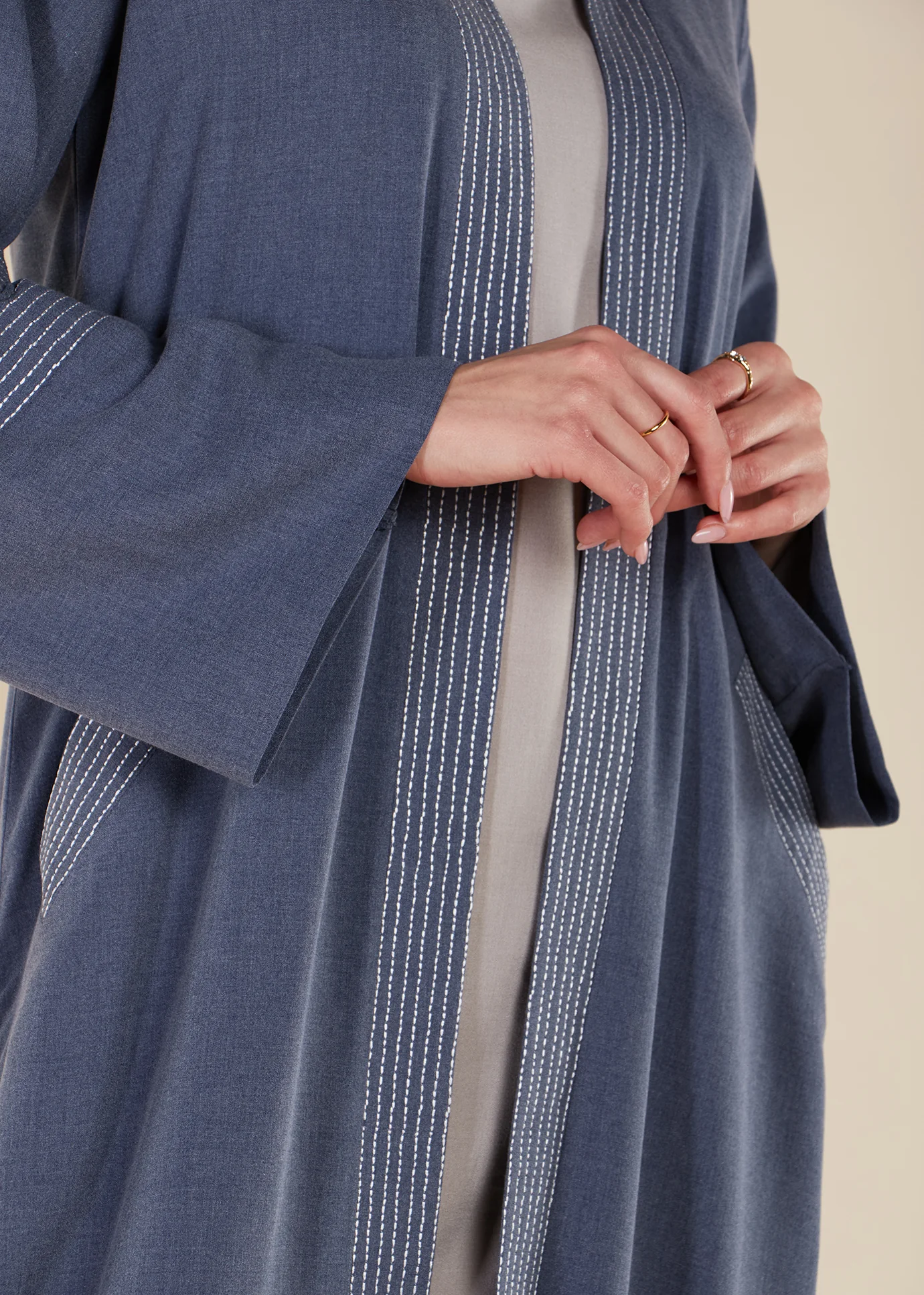 Sashiko Open Abaya - Final Sale - Image 8