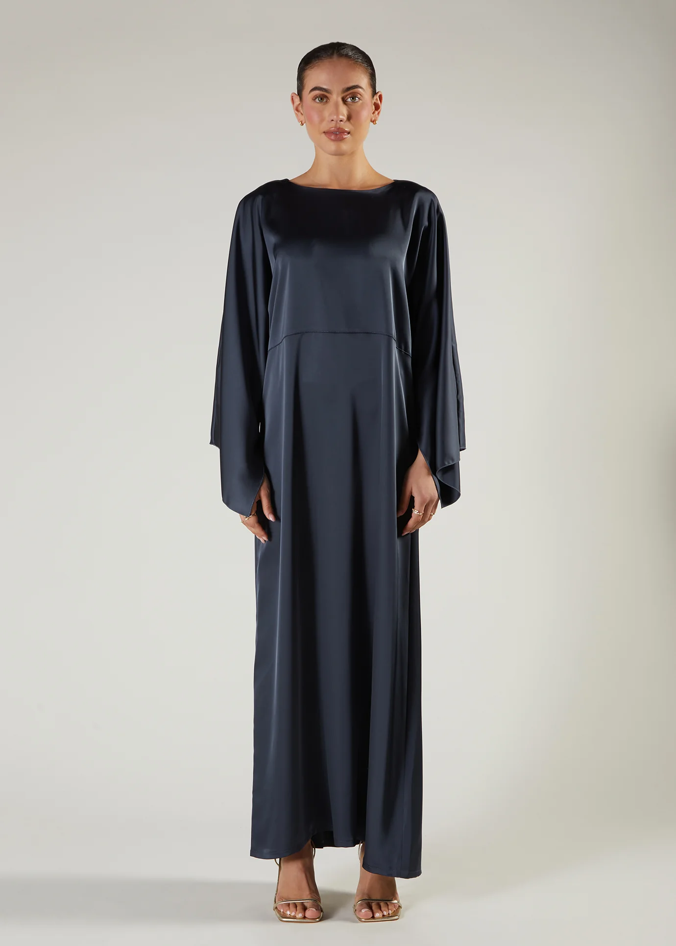 Satin Abaya Blue - Image 2