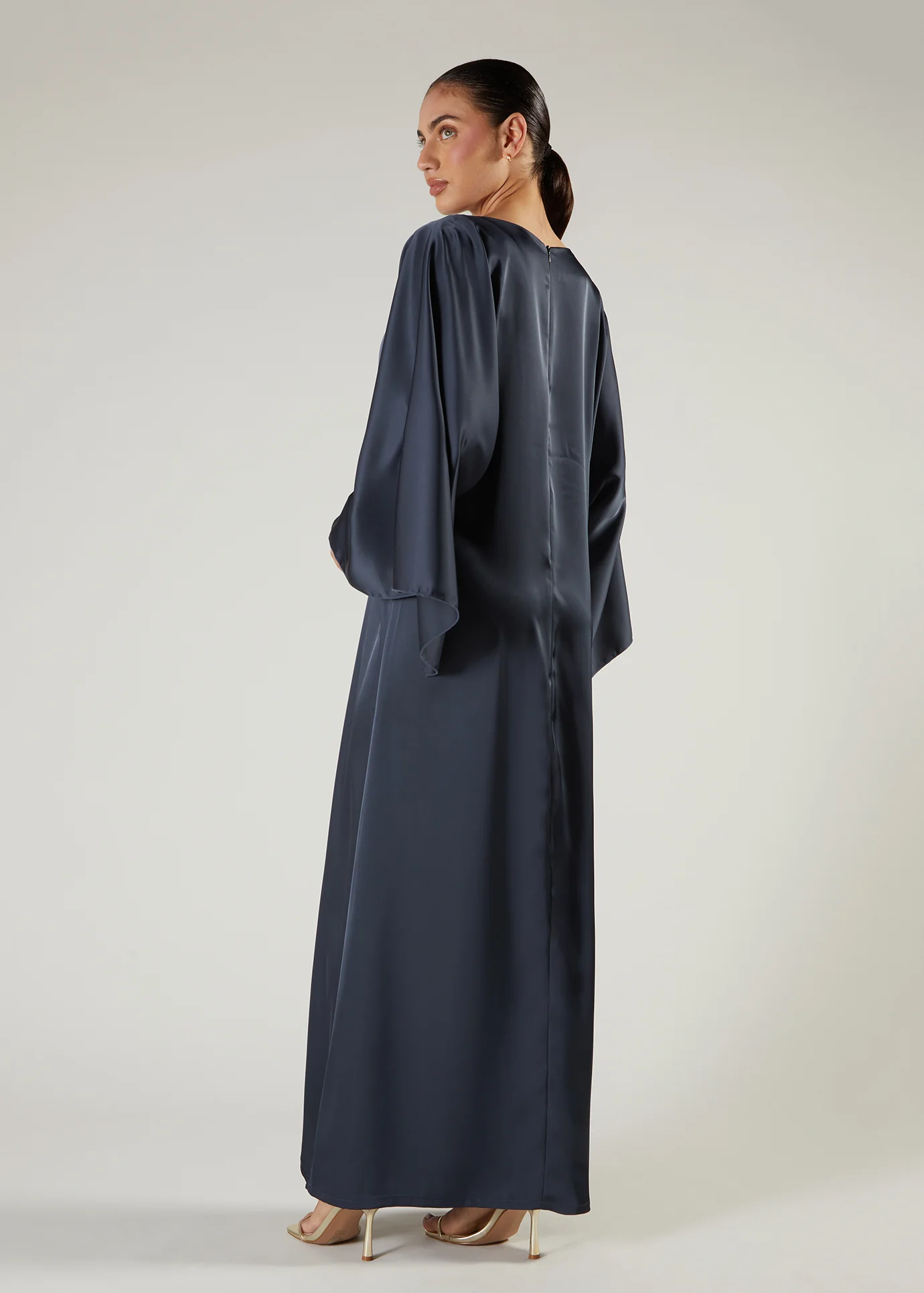 Satin Abaya Blue - Image 3