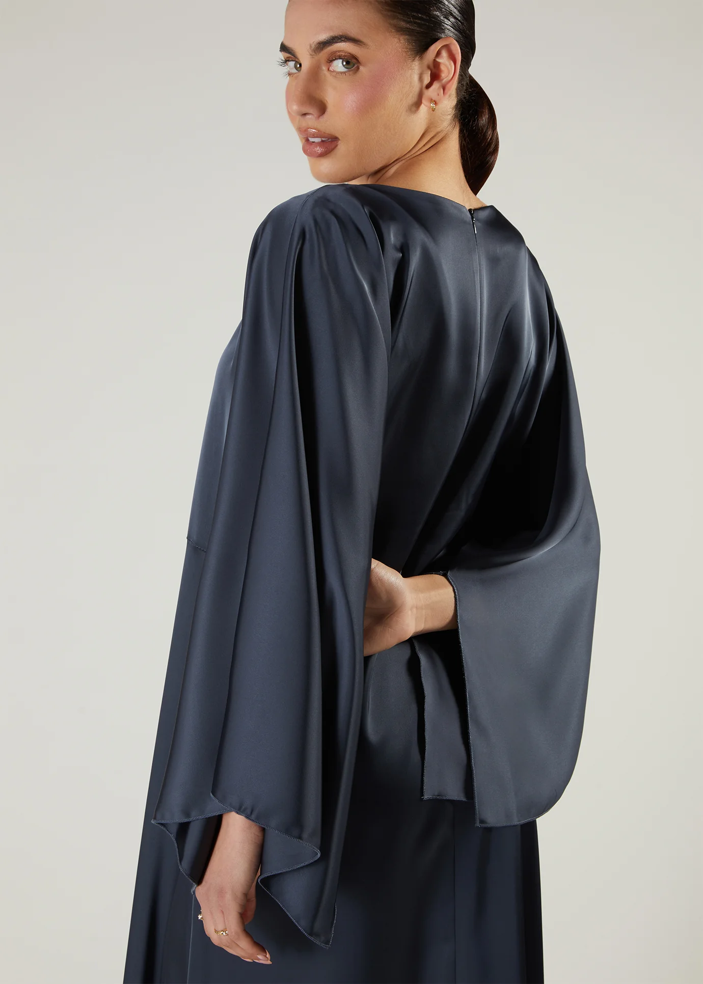 Satin Abaya Blue - Image 4