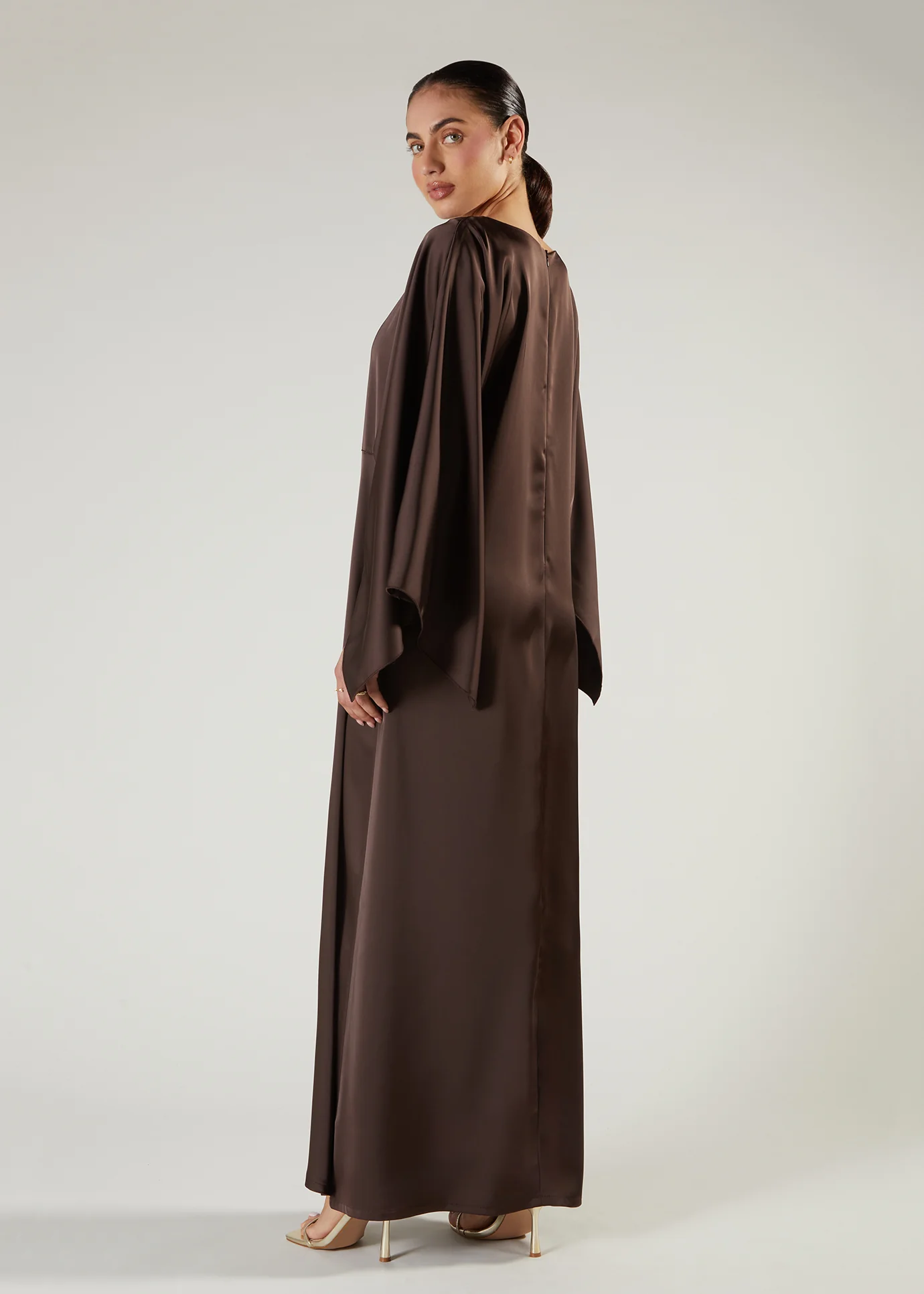 Satin Abaya Brown - Image 3