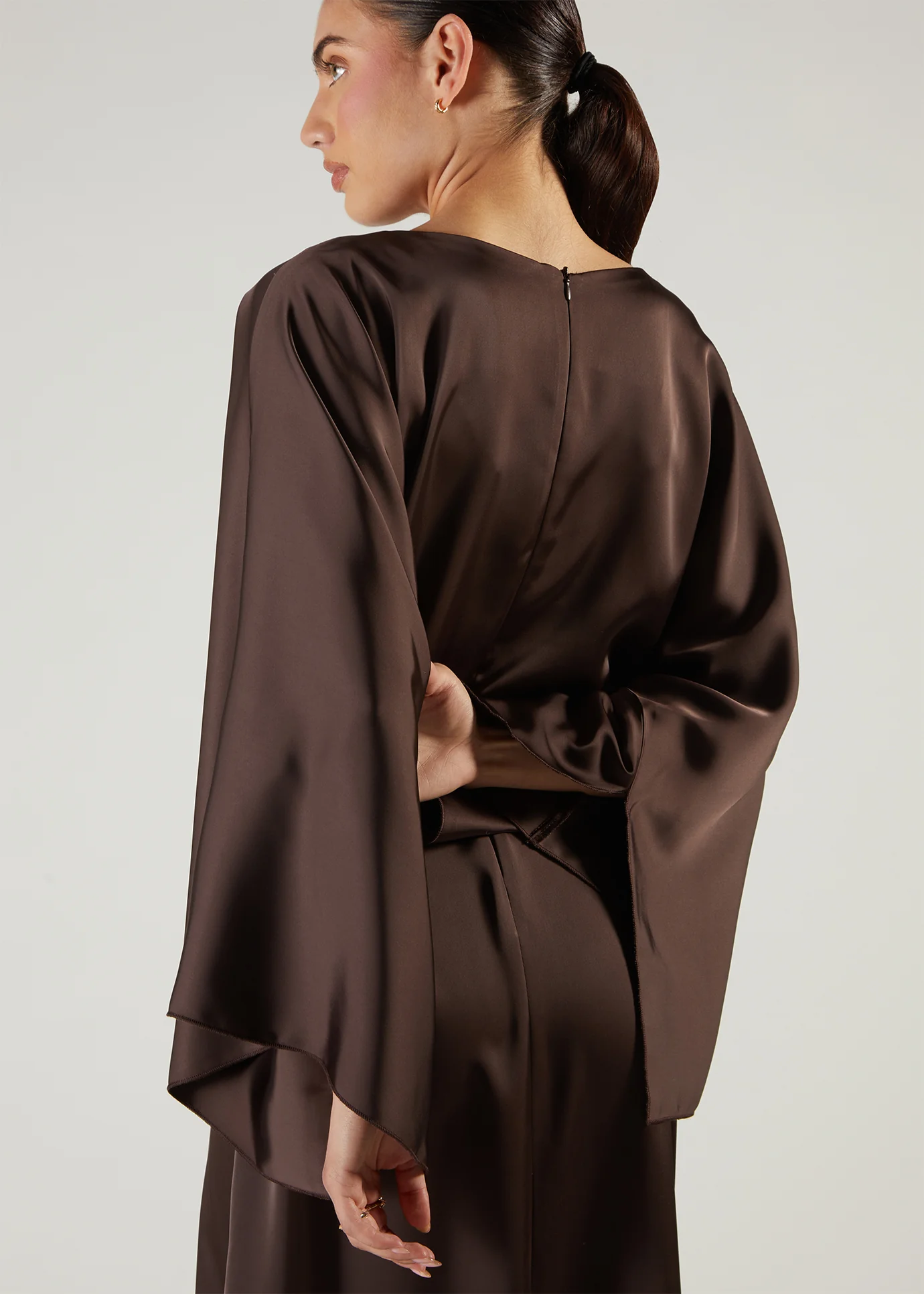 Satin Abaya Brown - Image 4