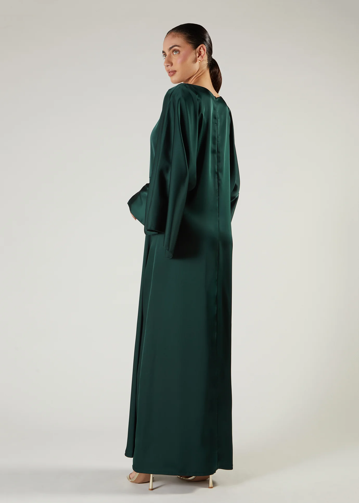 Satin Abaya Green - Image 3