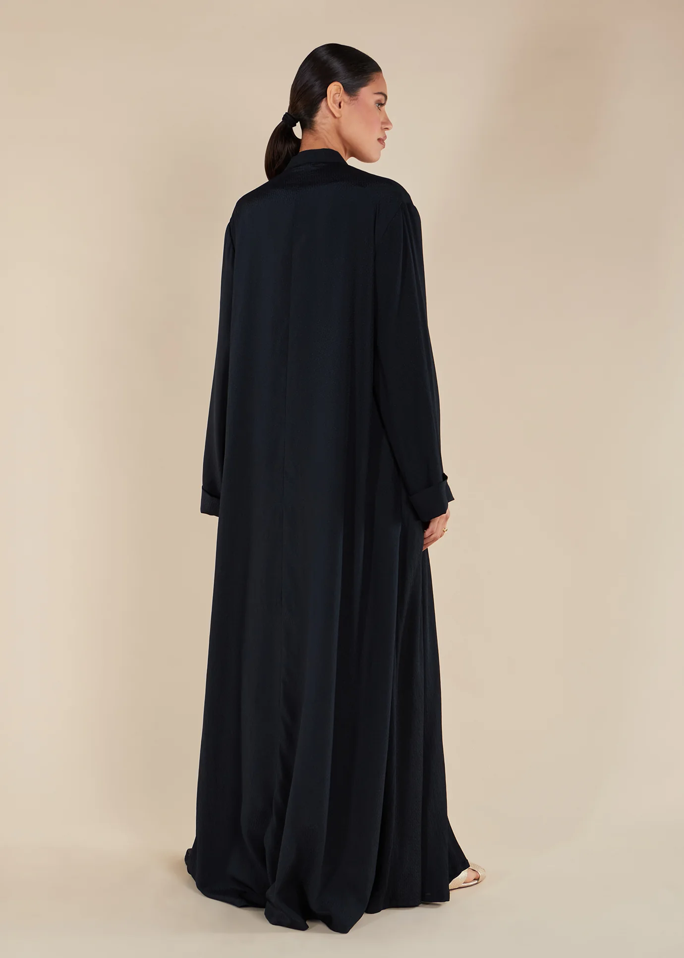 Self Print Open Abaya Black - Final Sale - Image 2