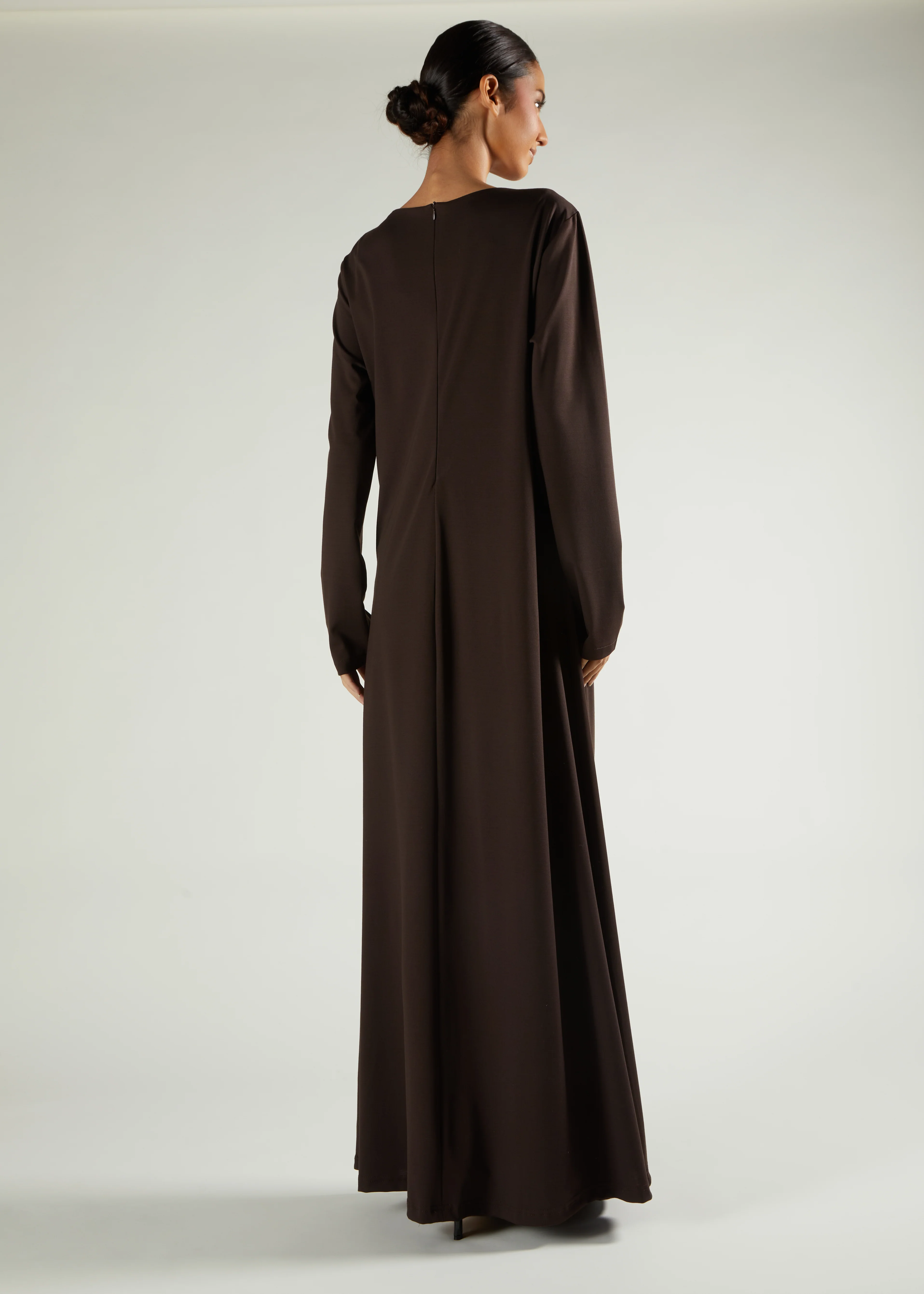 Side Pleat Abaya Dark Brown - Image 6