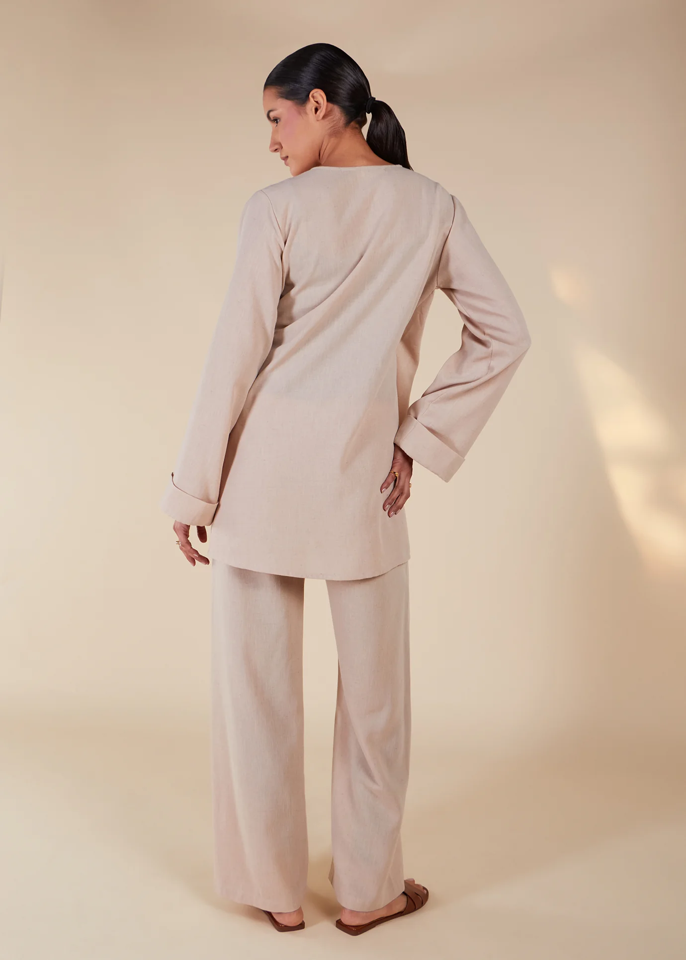 Side Wrap Co-Ord Beige - Final Sale - Image 3