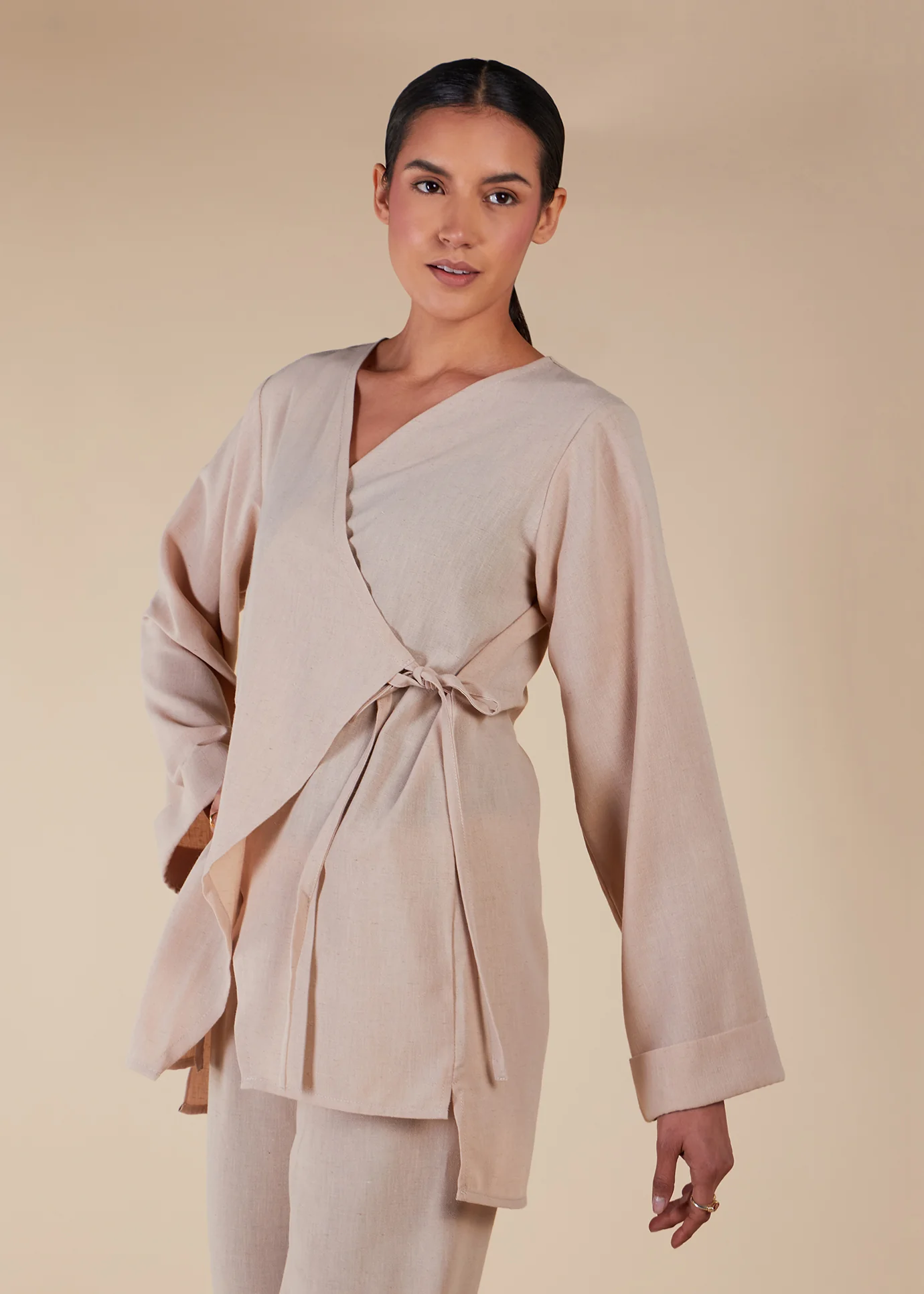 Side Wrap Co-Ord Beige - Final Sale - Image 4