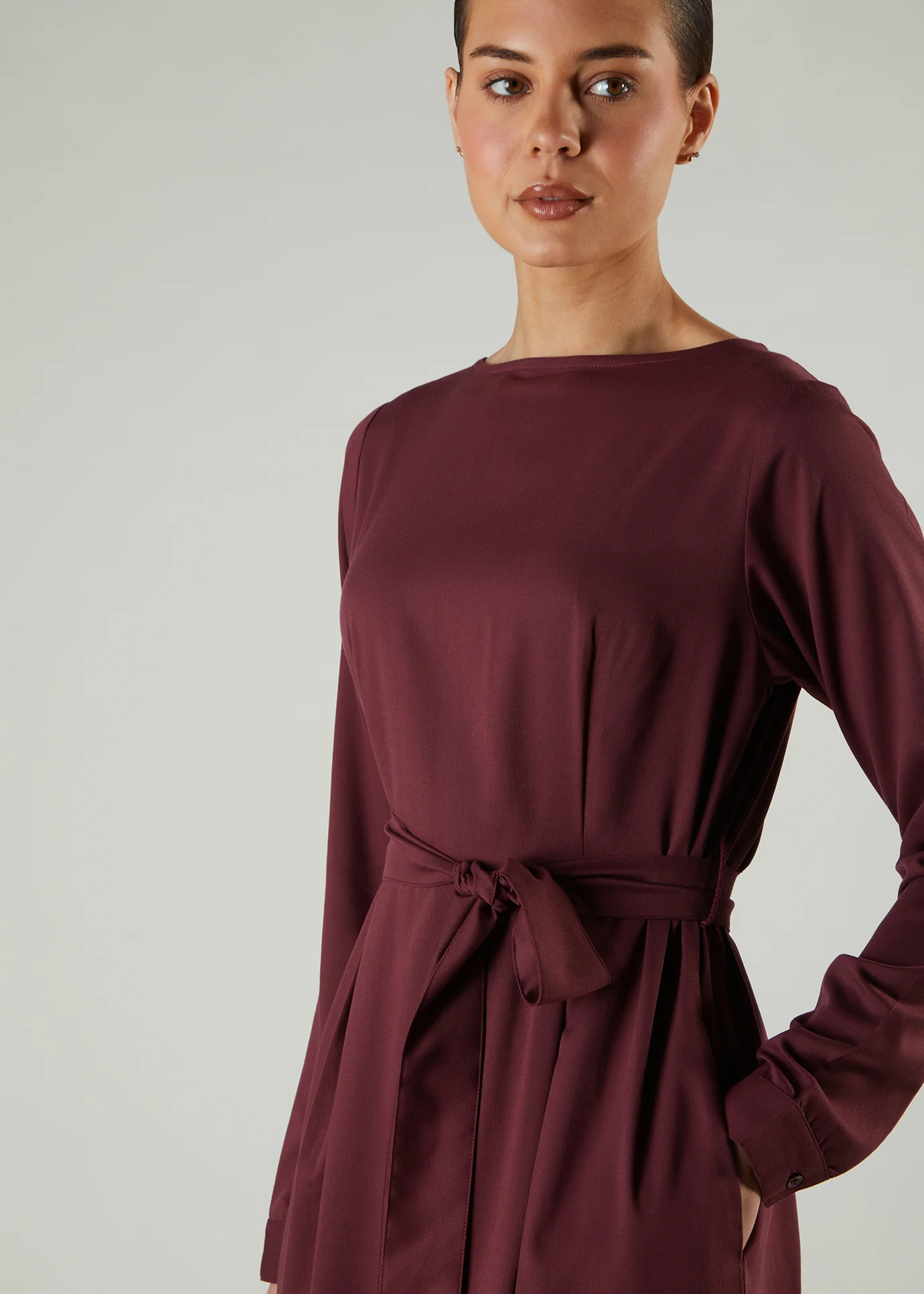 Skirt Pleat Abaya Plum - Image 2