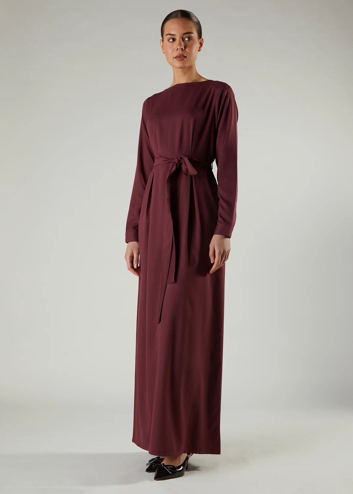 Skirt Pleat Abaya Plum - Image 3
