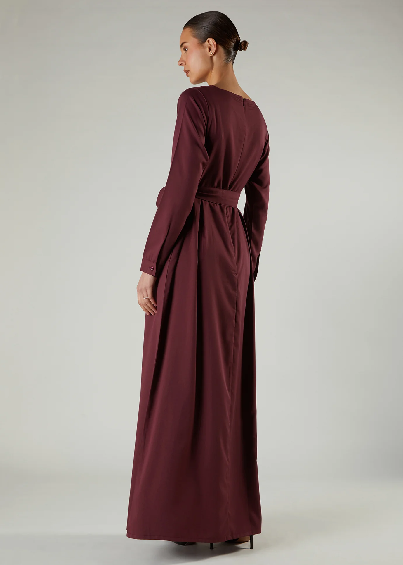 Skirt Pleat Abaya Plum - Image 4