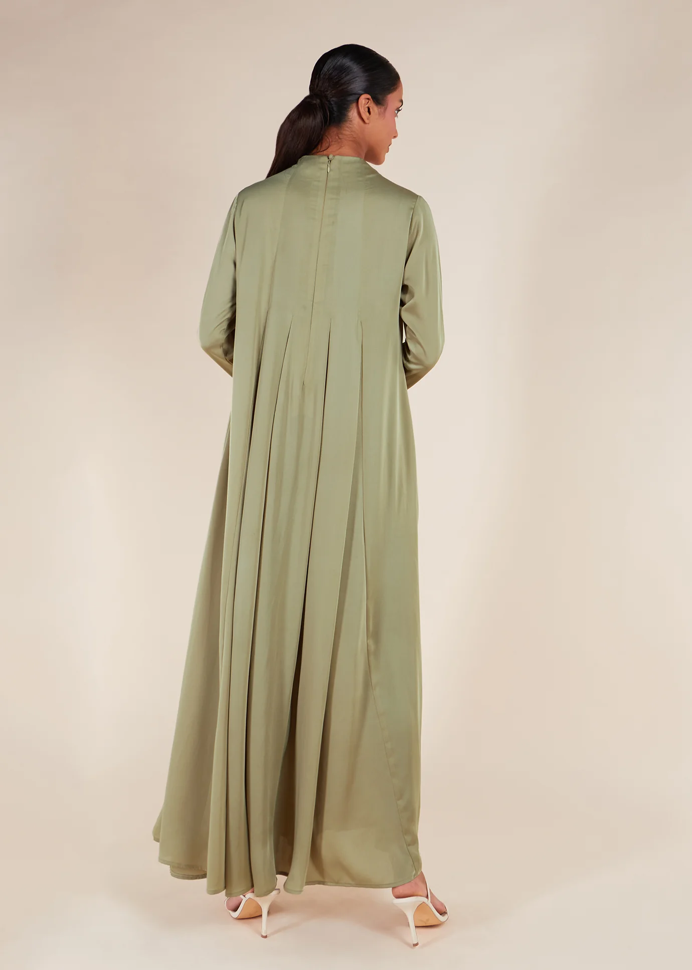Soft Satin Abaya Olive - Image 5