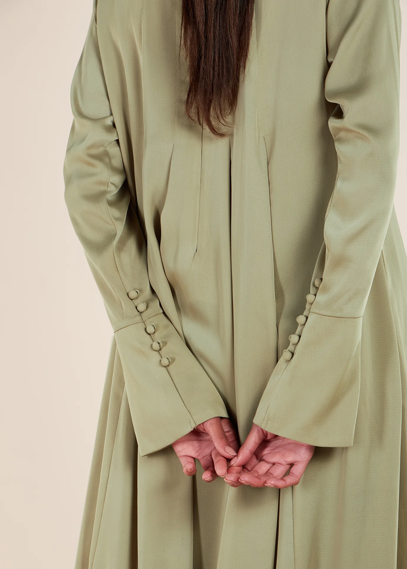 Soft Satin Abaya Olive - Image 7