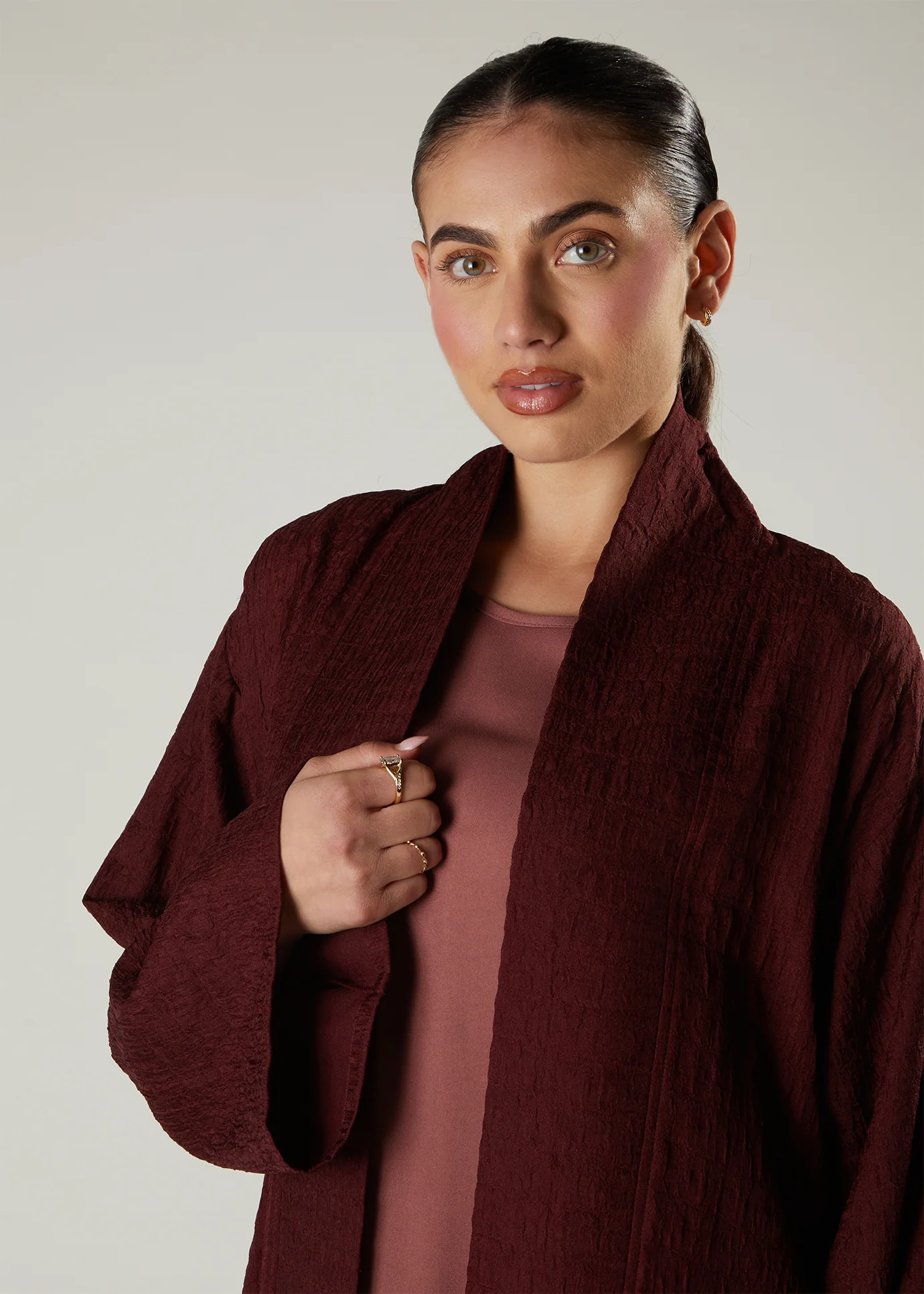 Textured Plum Kimono - Image 2