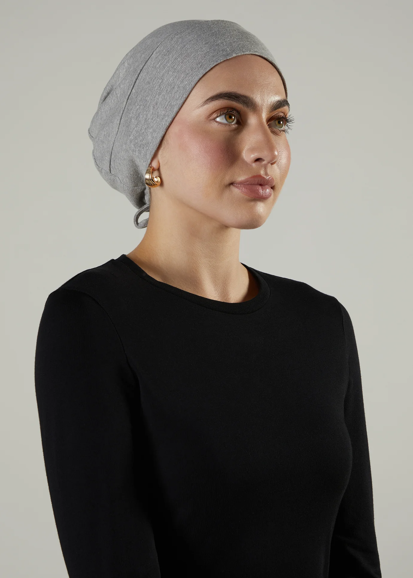 Tie Back Cap Grey Hijab Cap - Image 2