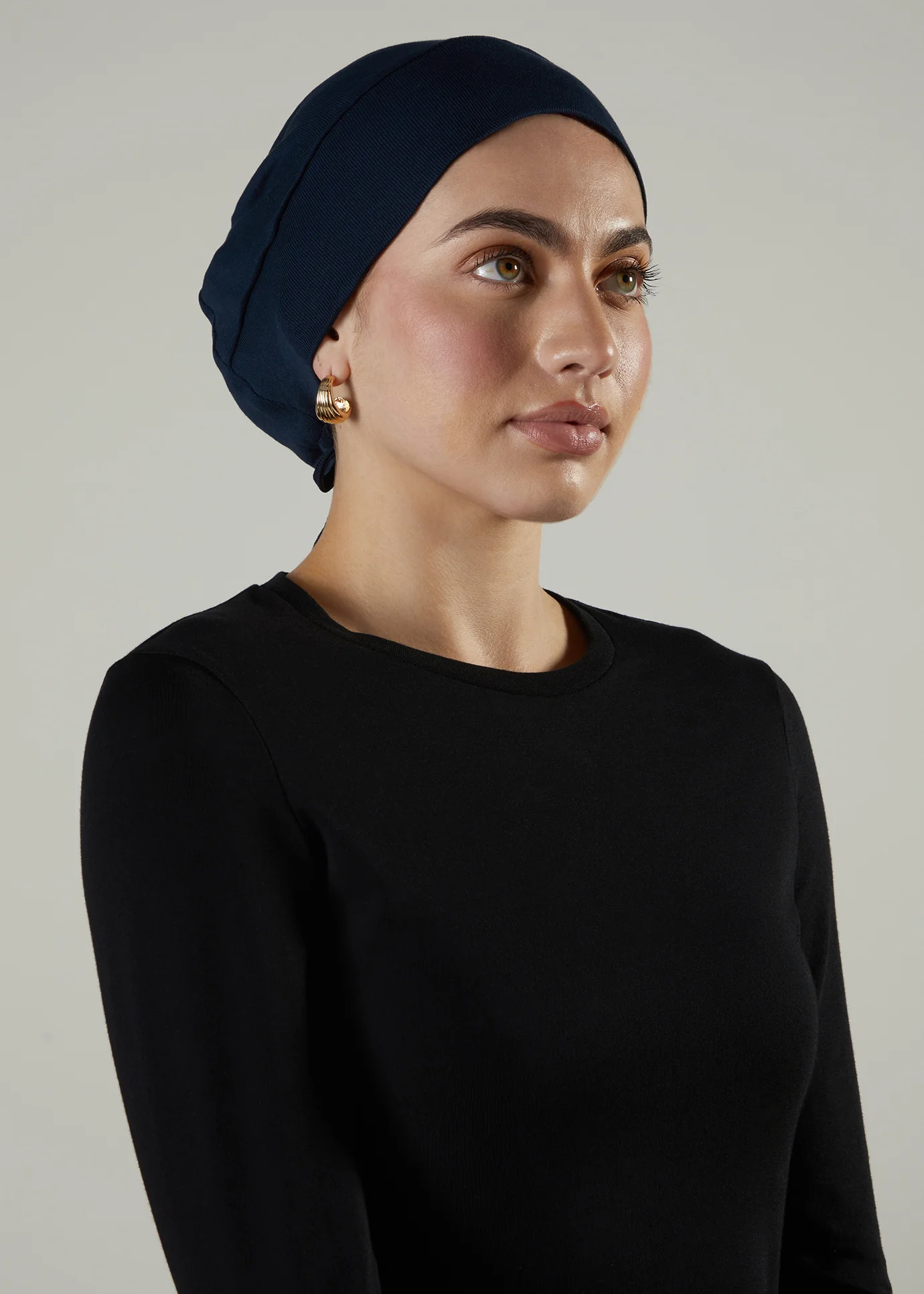 Tie Back Cap Navy Hijab Cap - Image 2