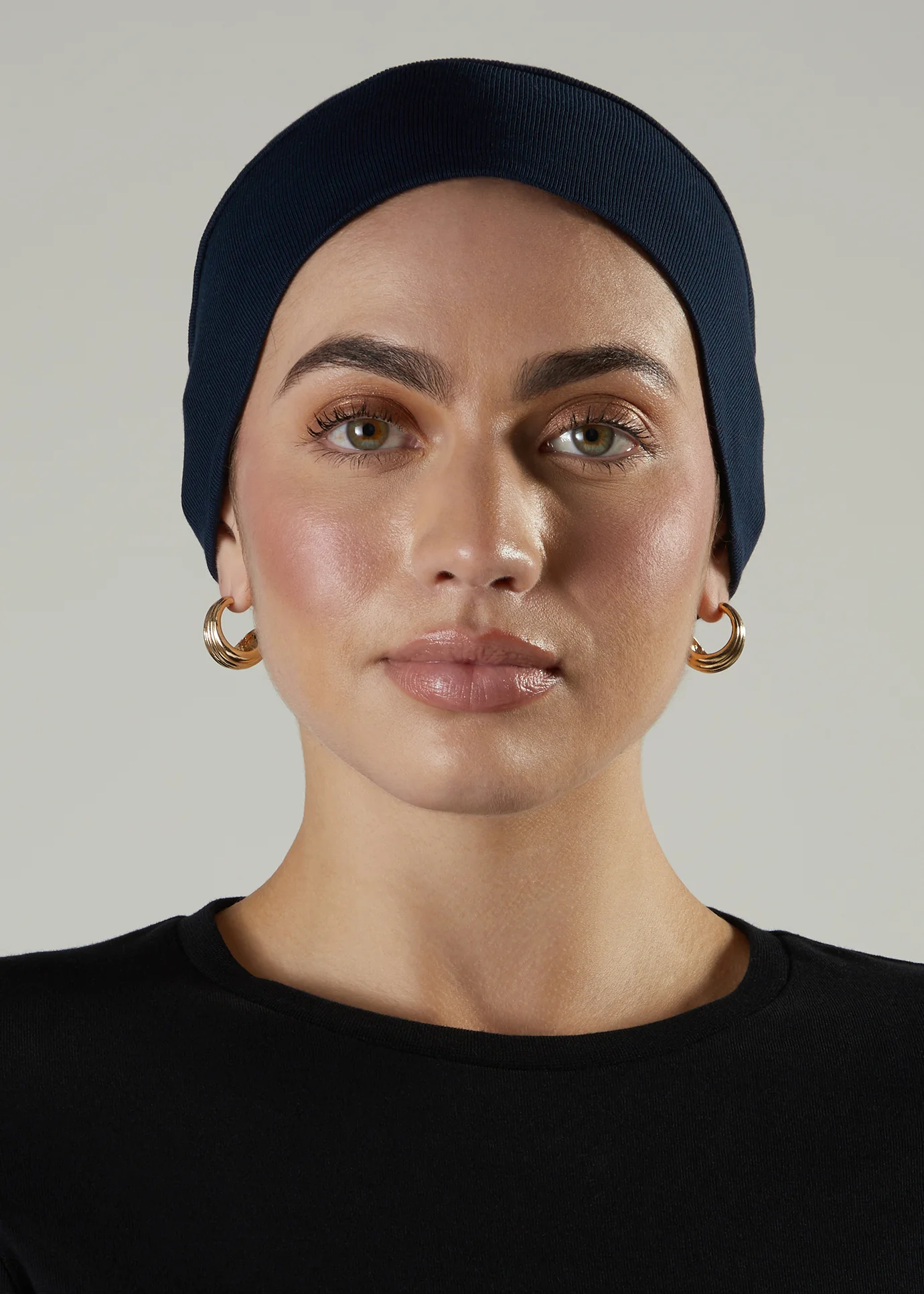 Tie Back Cap Navy Hijab Cap - Image 3