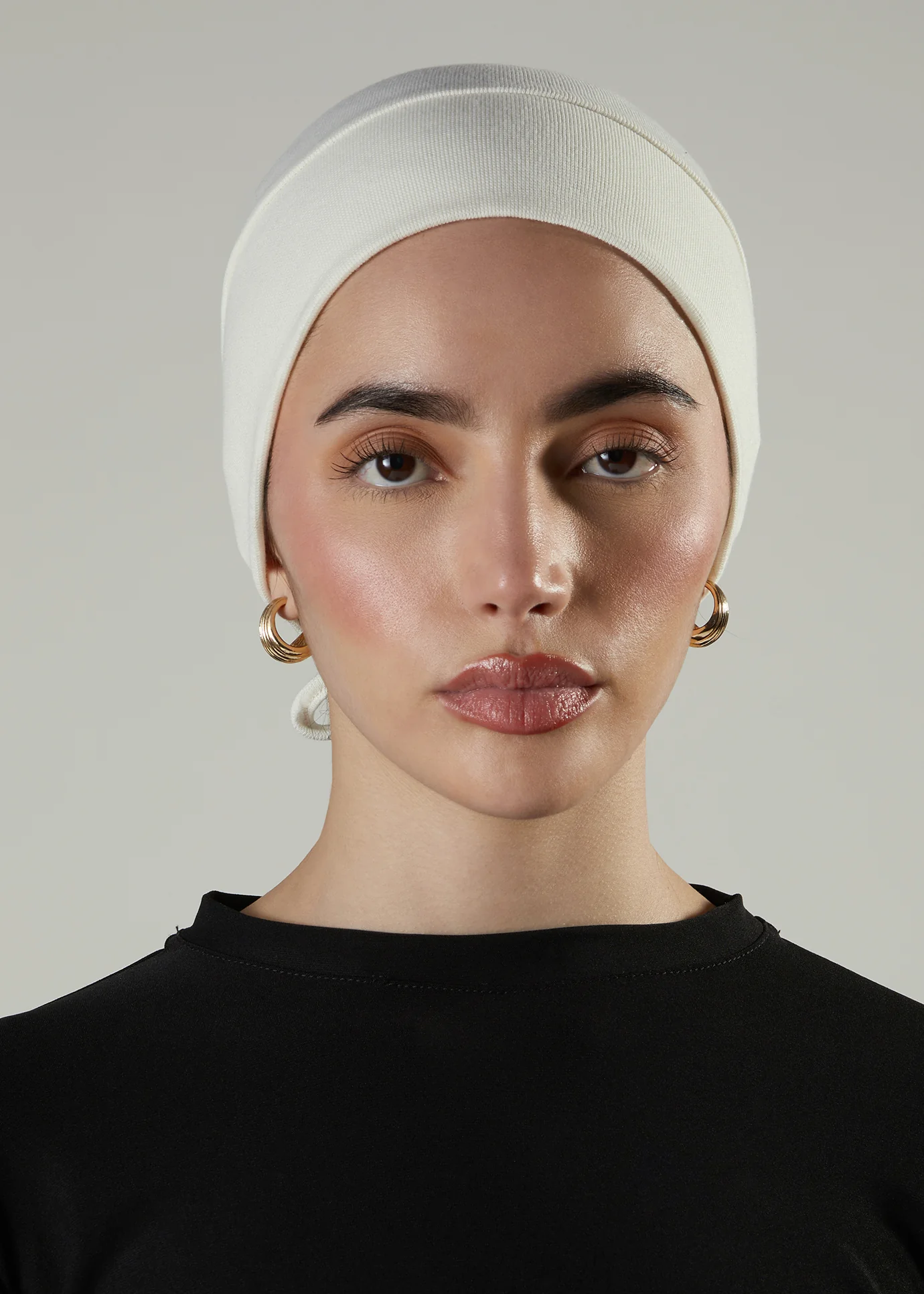 Tie Back Cap Off-White Hijab Cap - Image 2