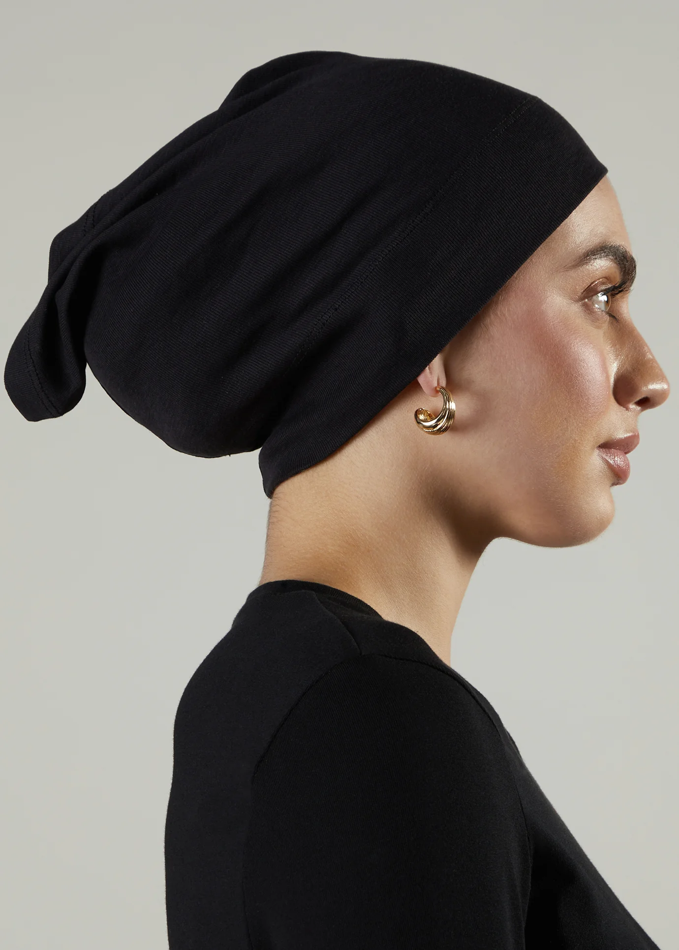 Tube Cap Black Hijab Cap - Image 3