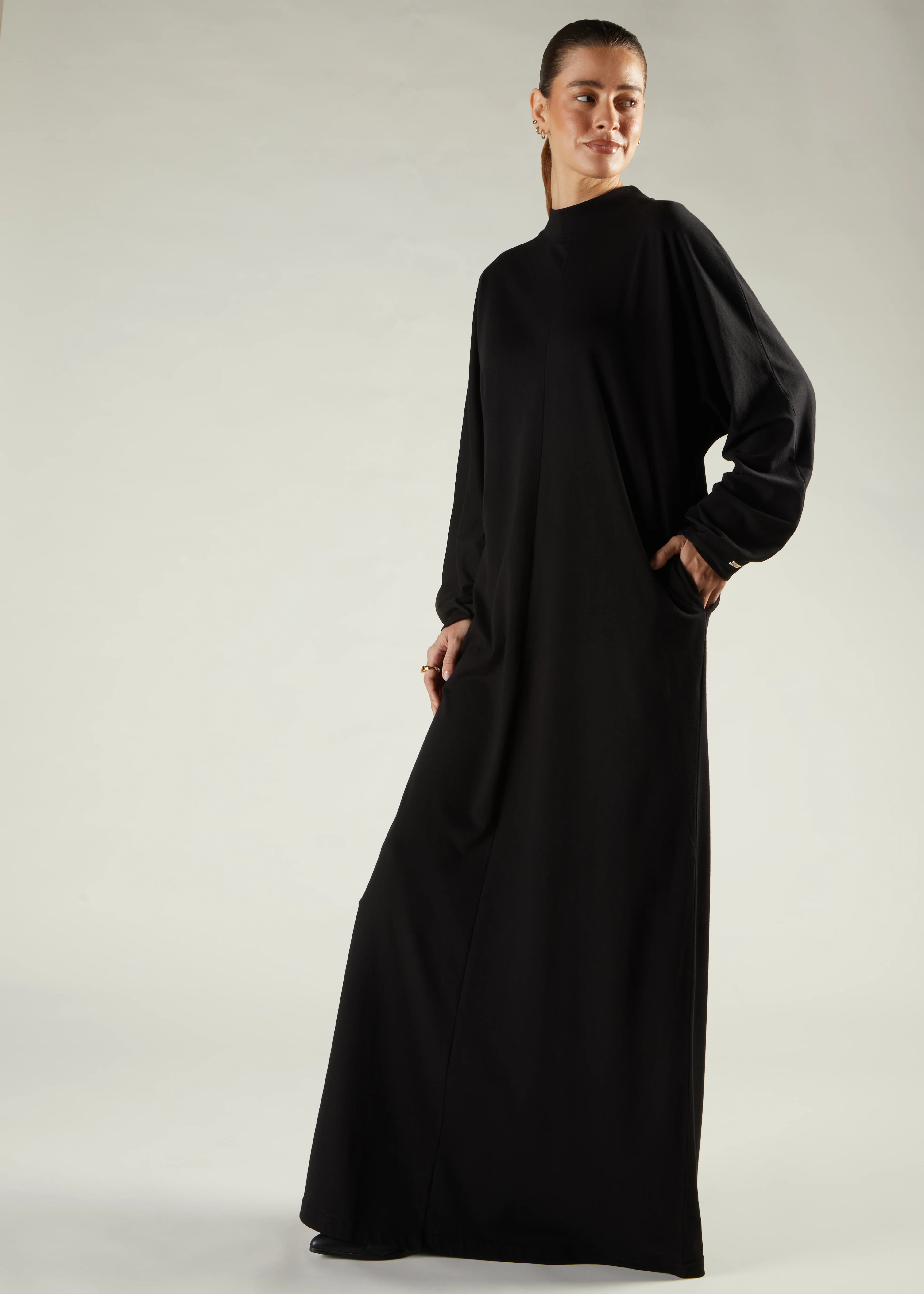 Turtle Neck Abaya Black - Image 2