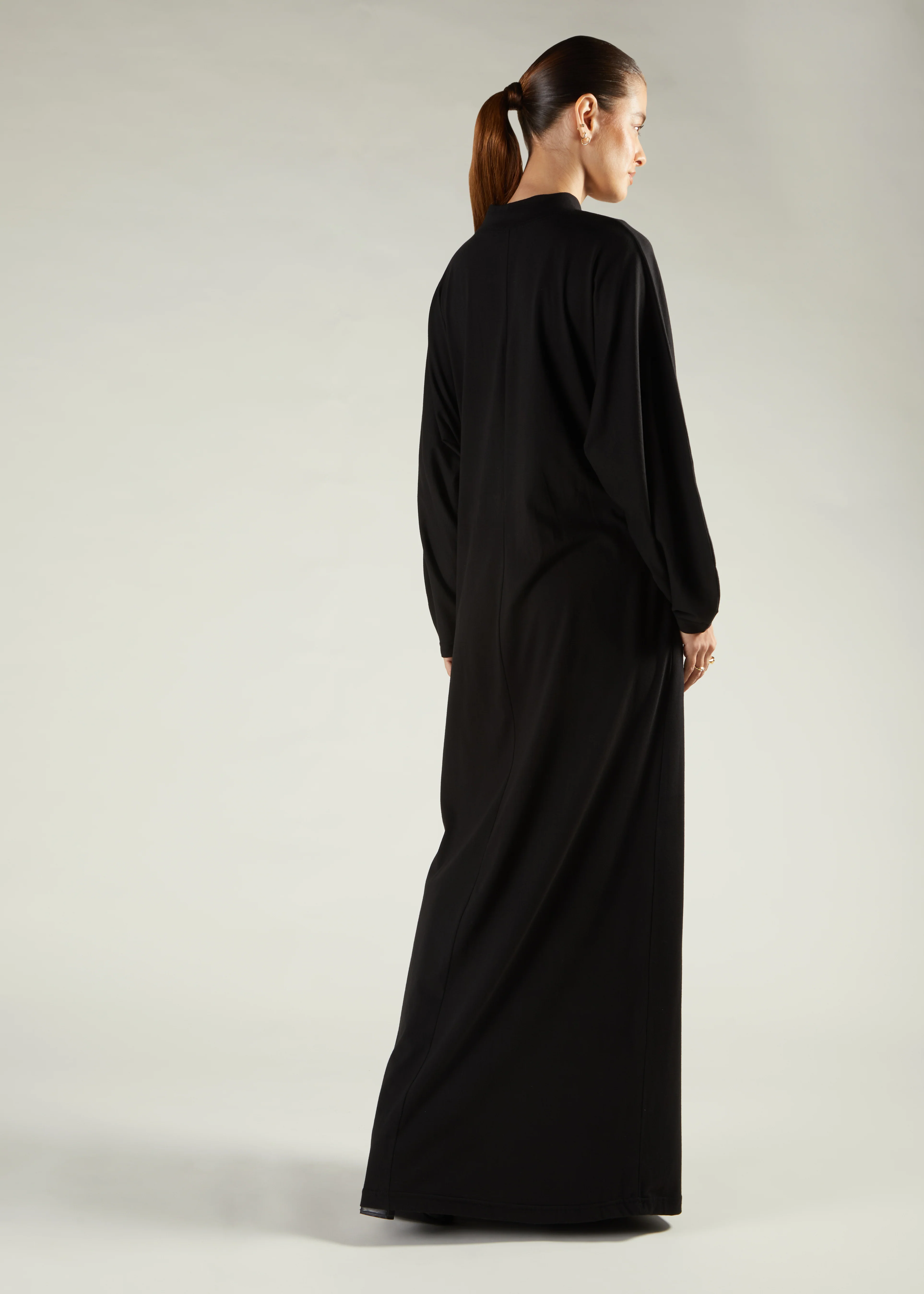 Turtle Neck Abaya Black - Image 3