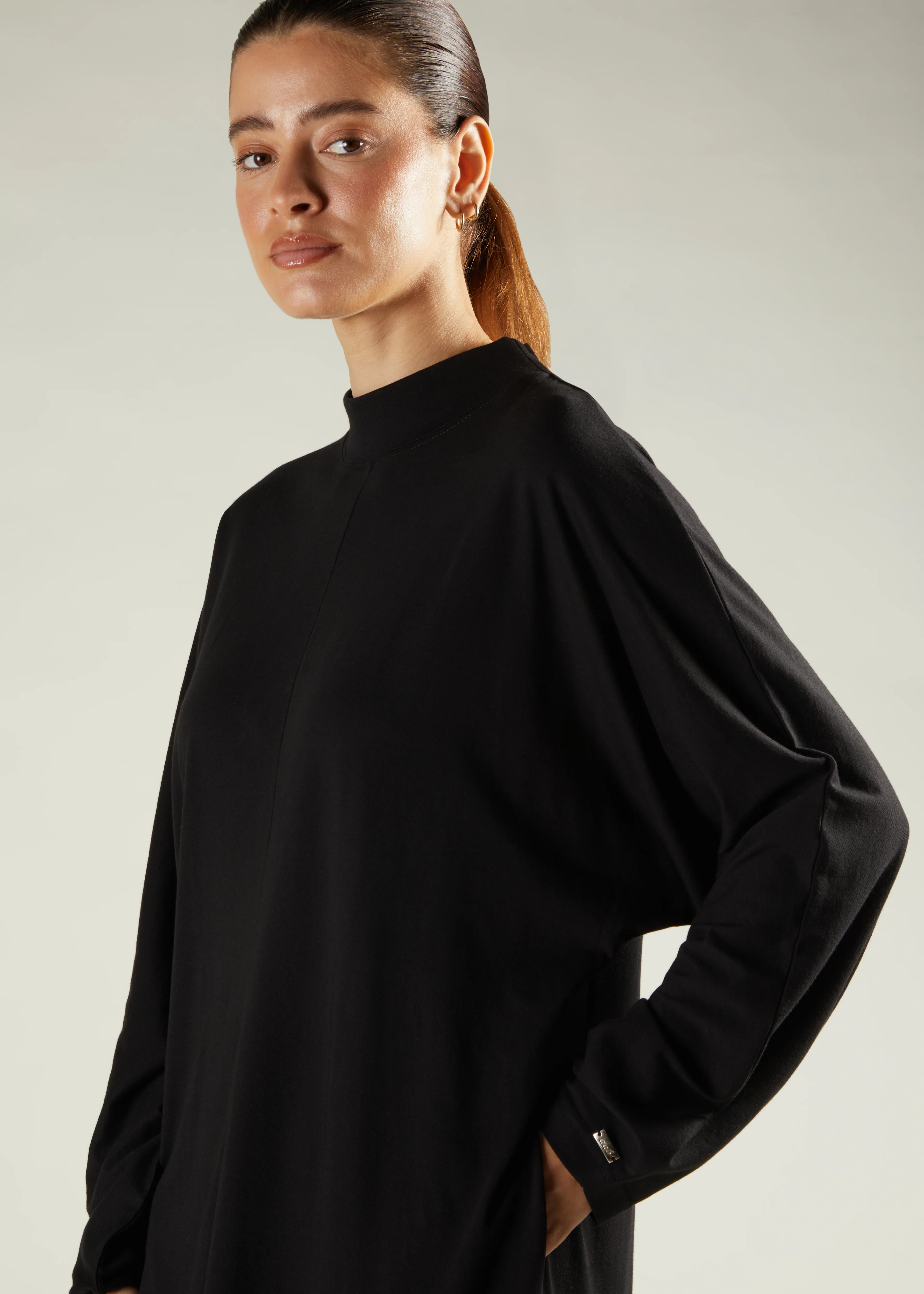 Turtle Neck Abaya Black - Image 4