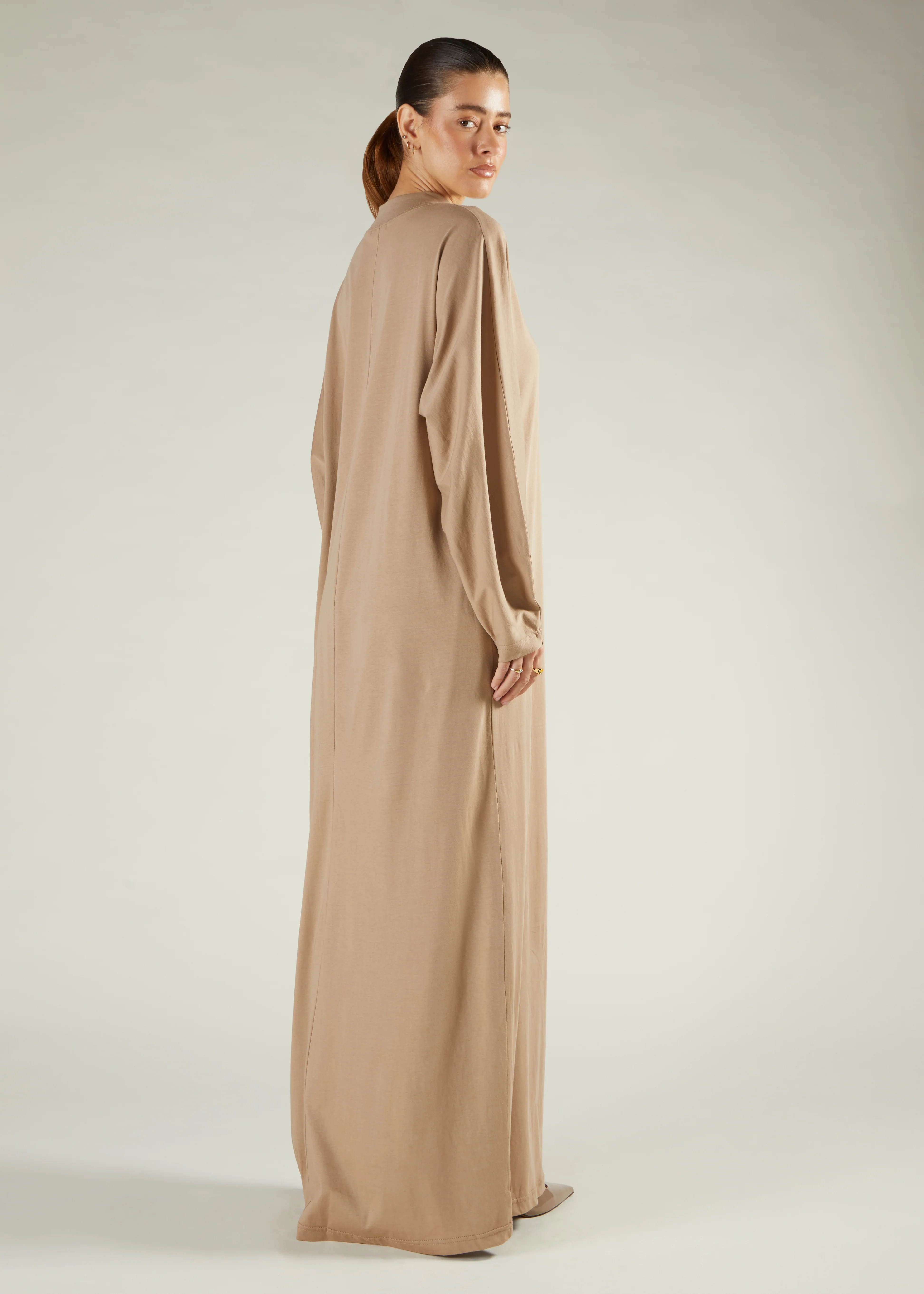 Turtle Neck Abaya Pewter - Image 3
