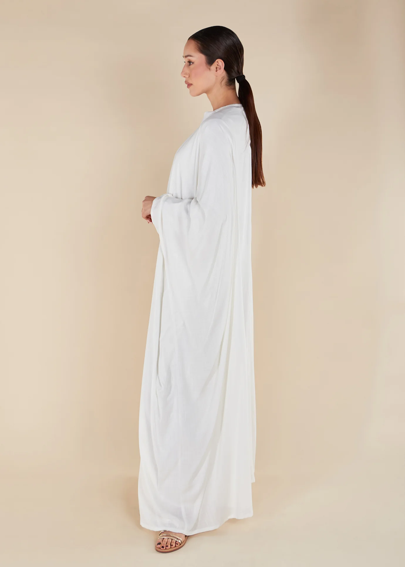 Twill Open Abaya White - Image 4