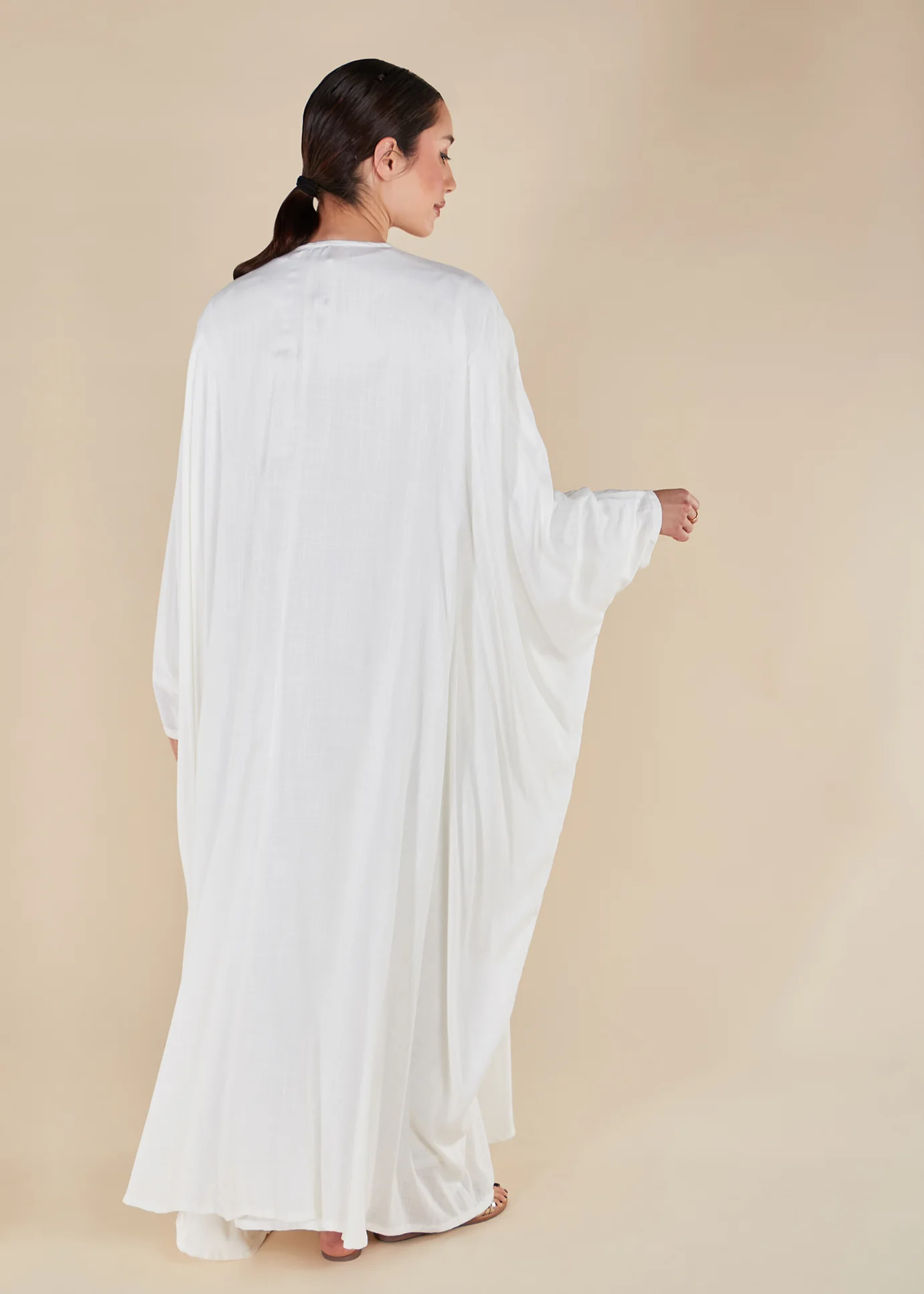 Twill Open Abaya White - Image 5