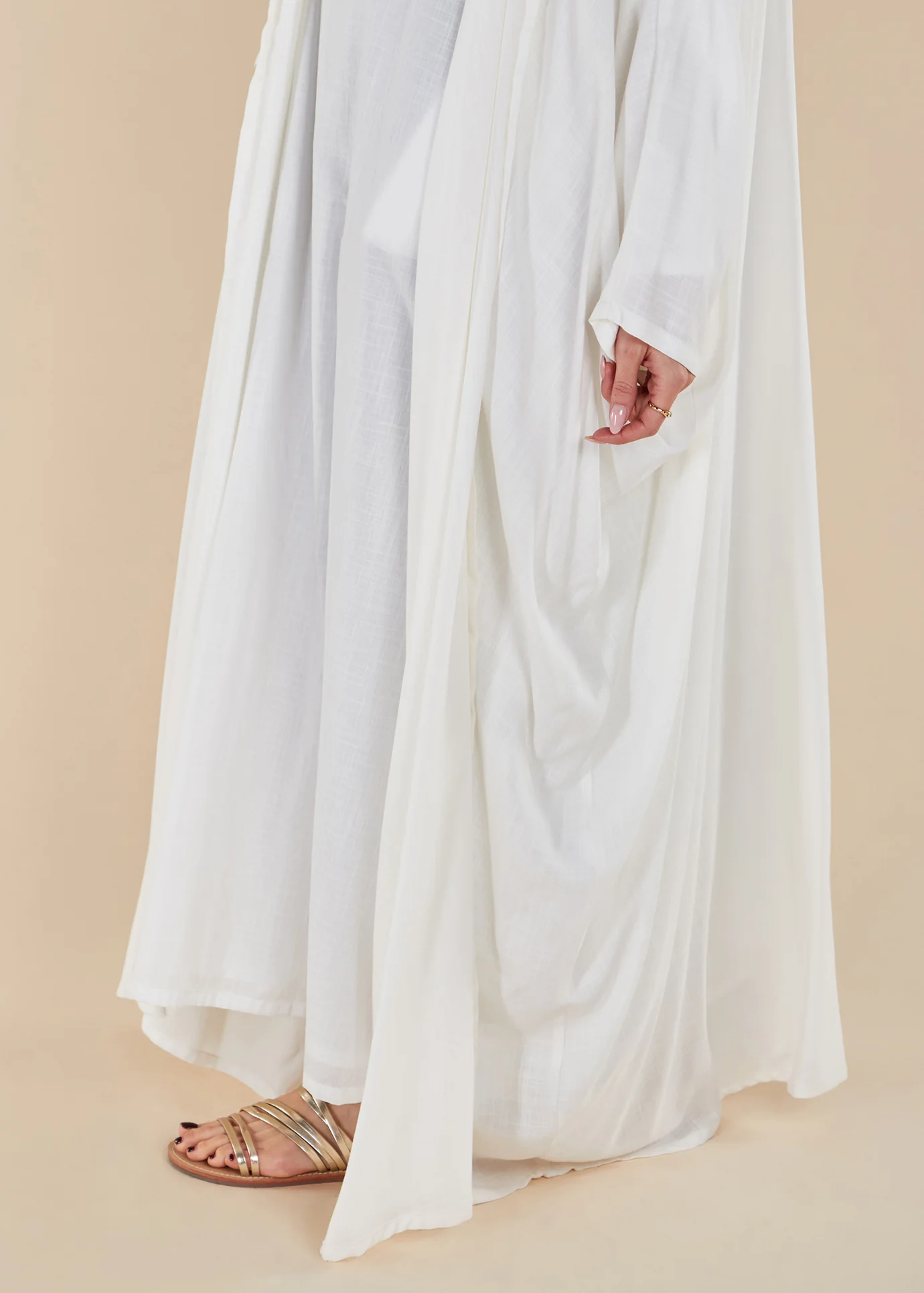Twill Open Abaya White - Image 6