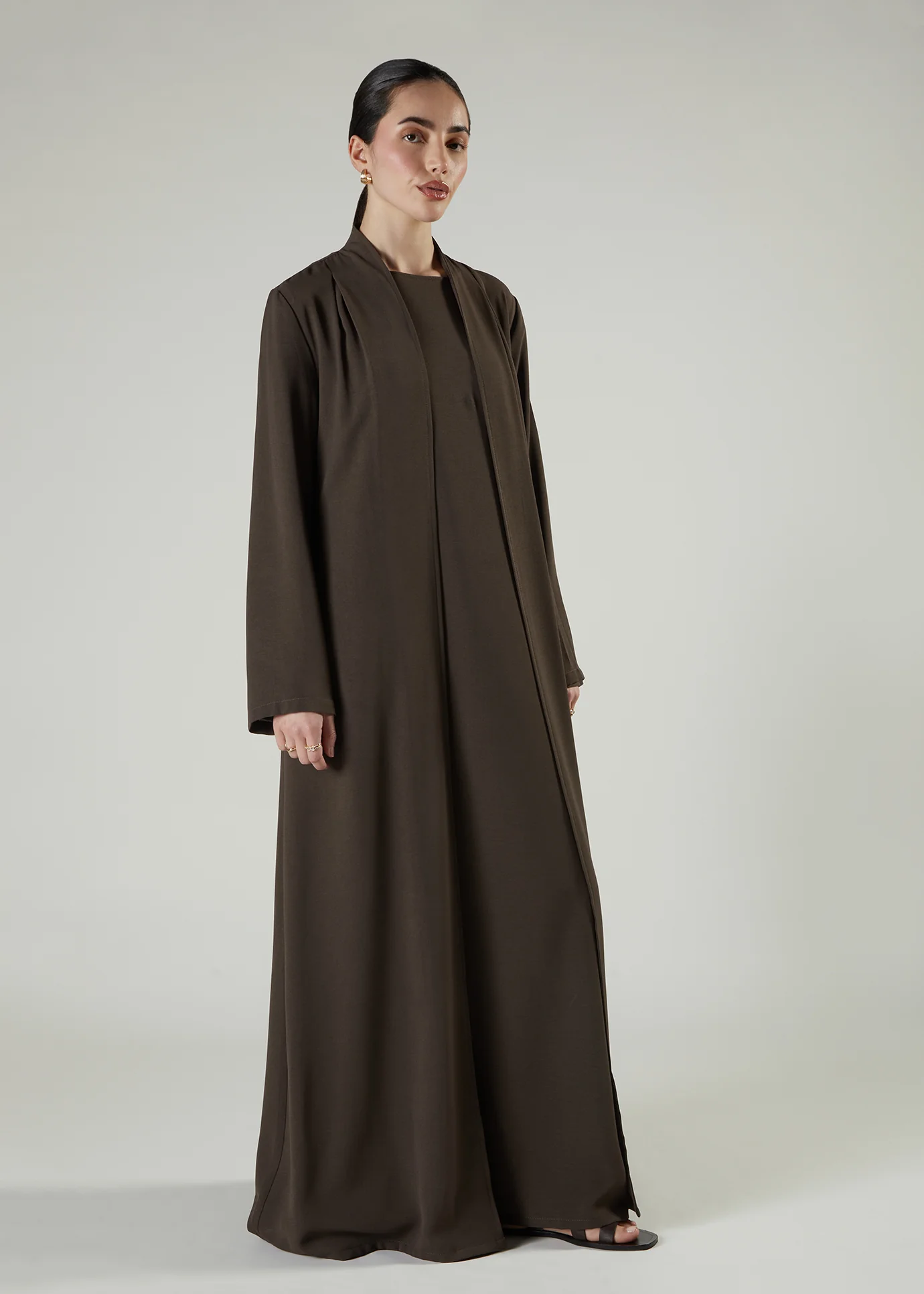 Two Piece Open Abaya Cedar - Image 2
