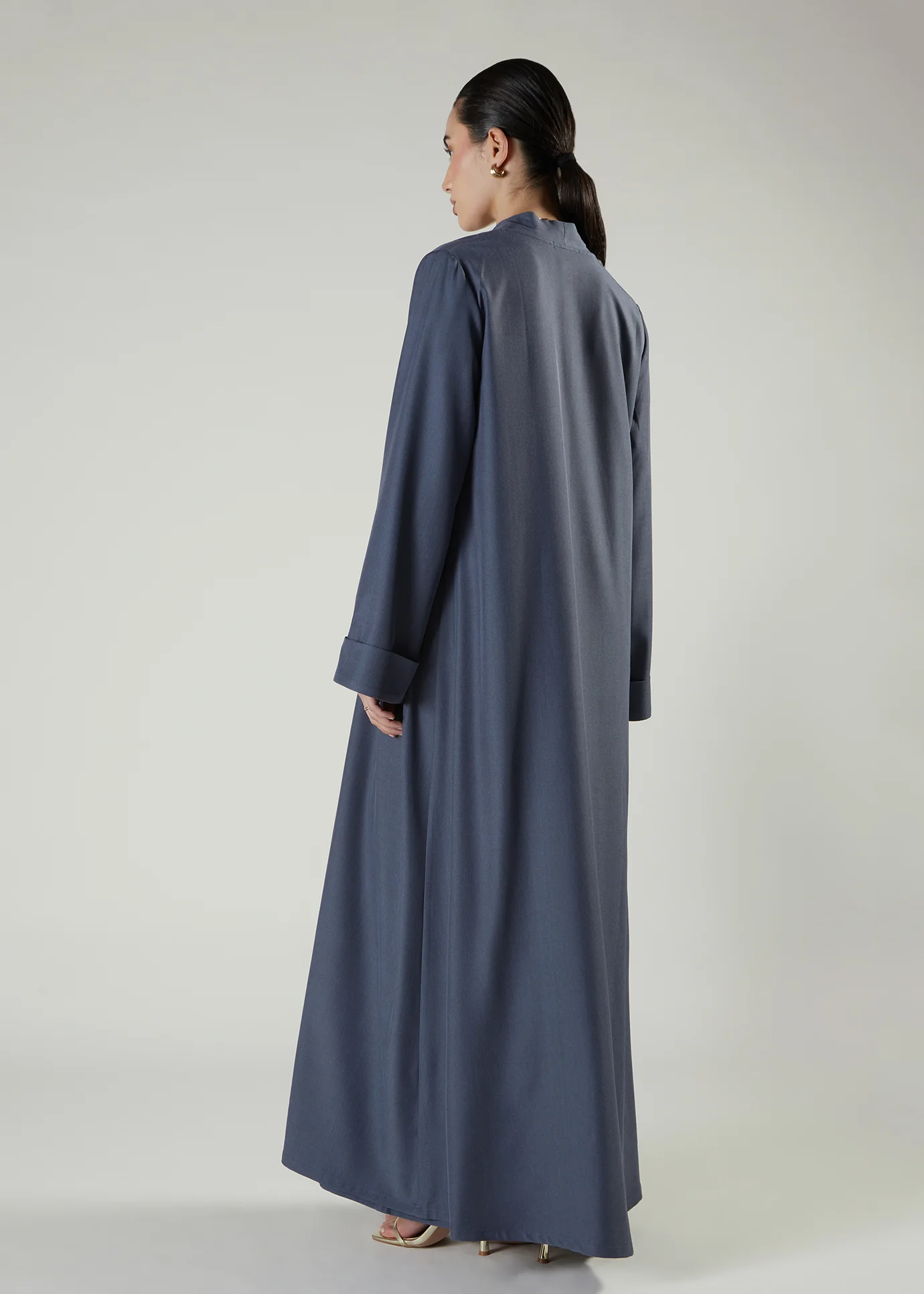 Two Piece Open Abaya Dark Denim - Image 3