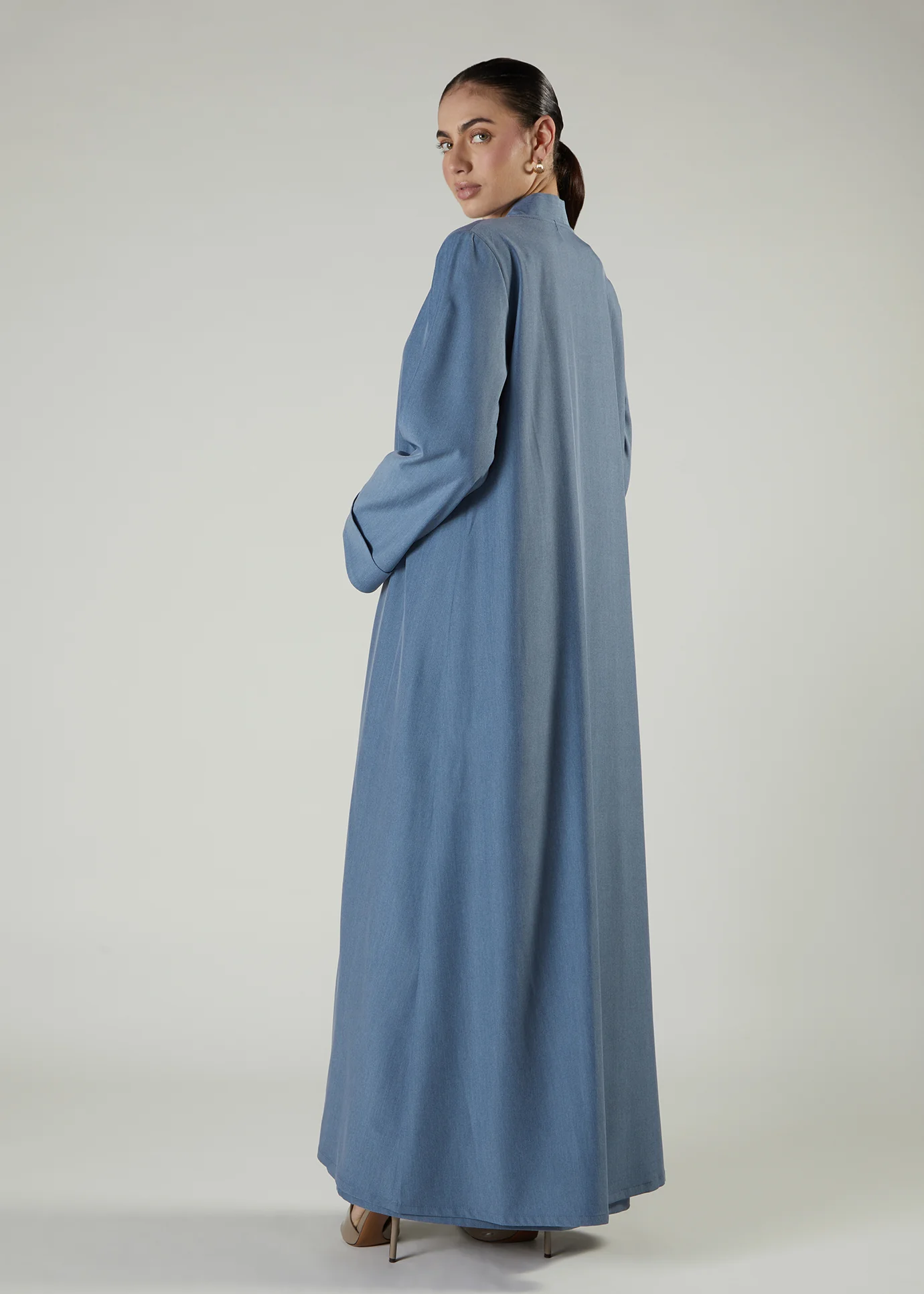 Two Piece Open Abaya Denim - Image 3