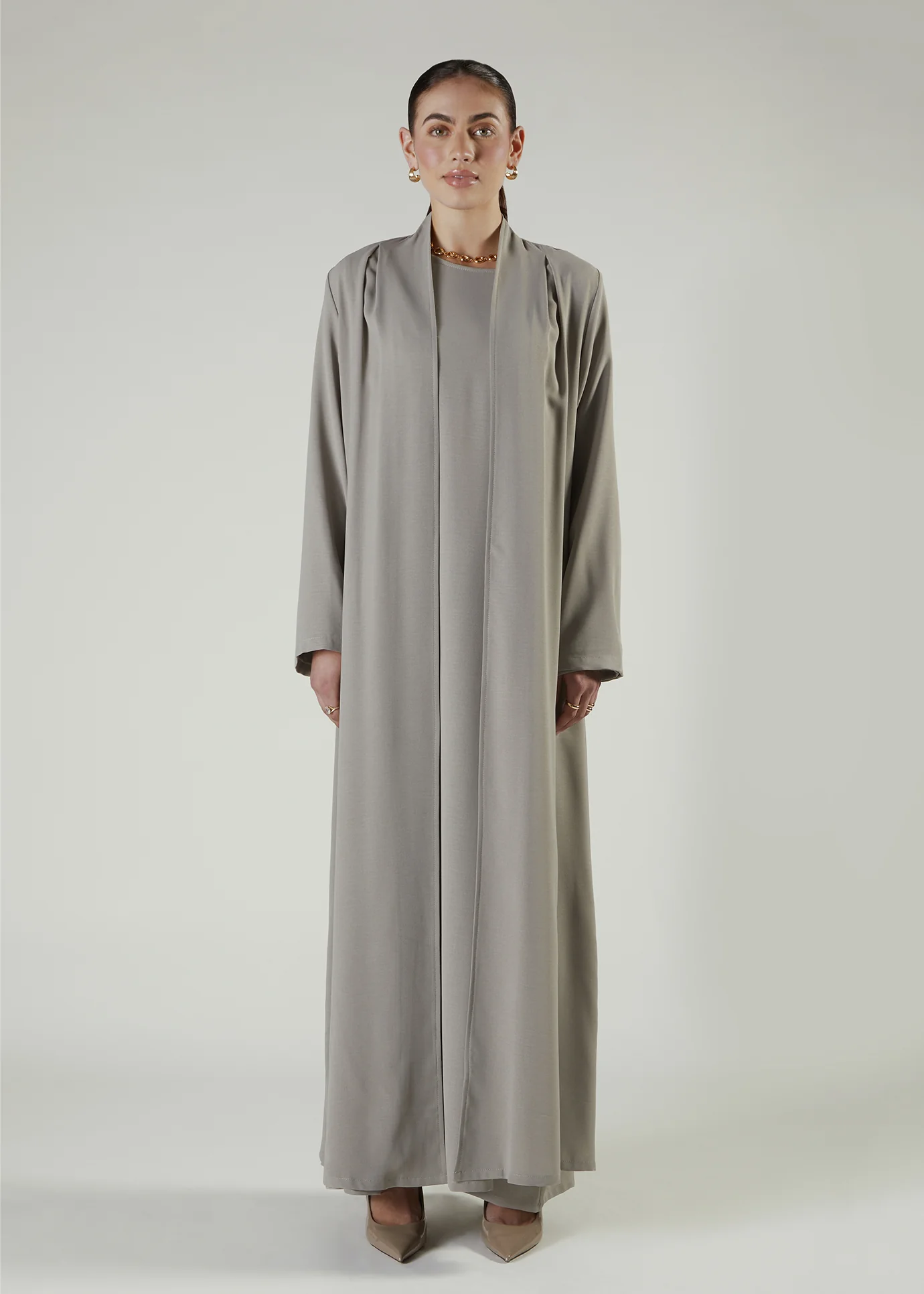 Two Piece Open Abaya Salt - Image 2