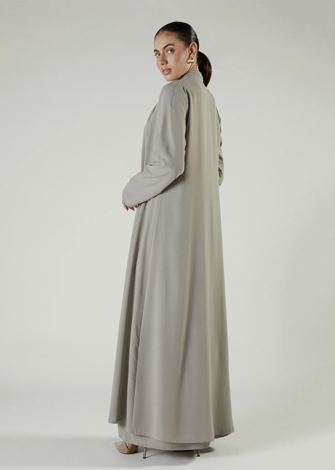 Two Piece Open Abaya Salt - Image 3