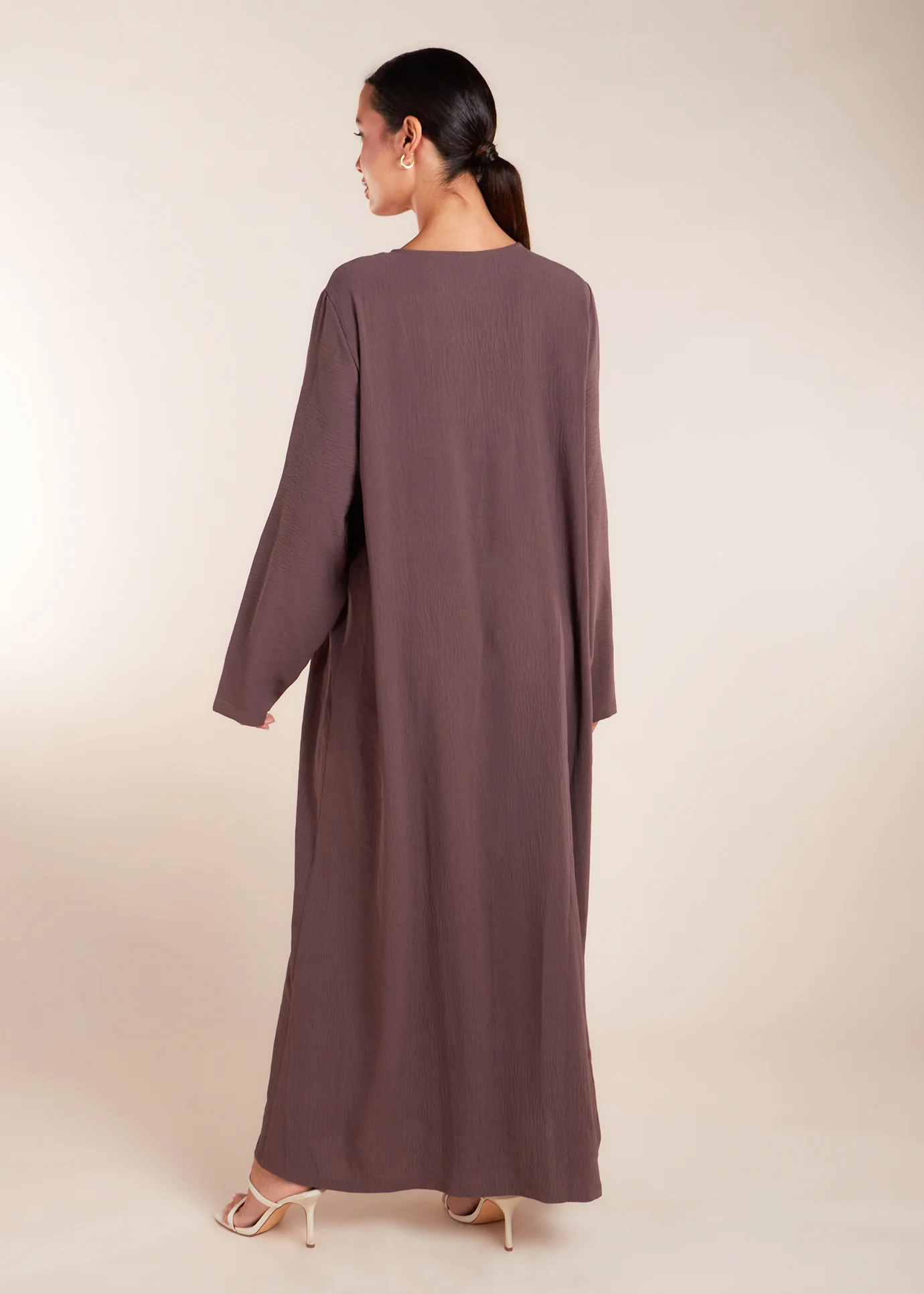 Two Piece Open Abaya with Slip Coffee - Image 6
