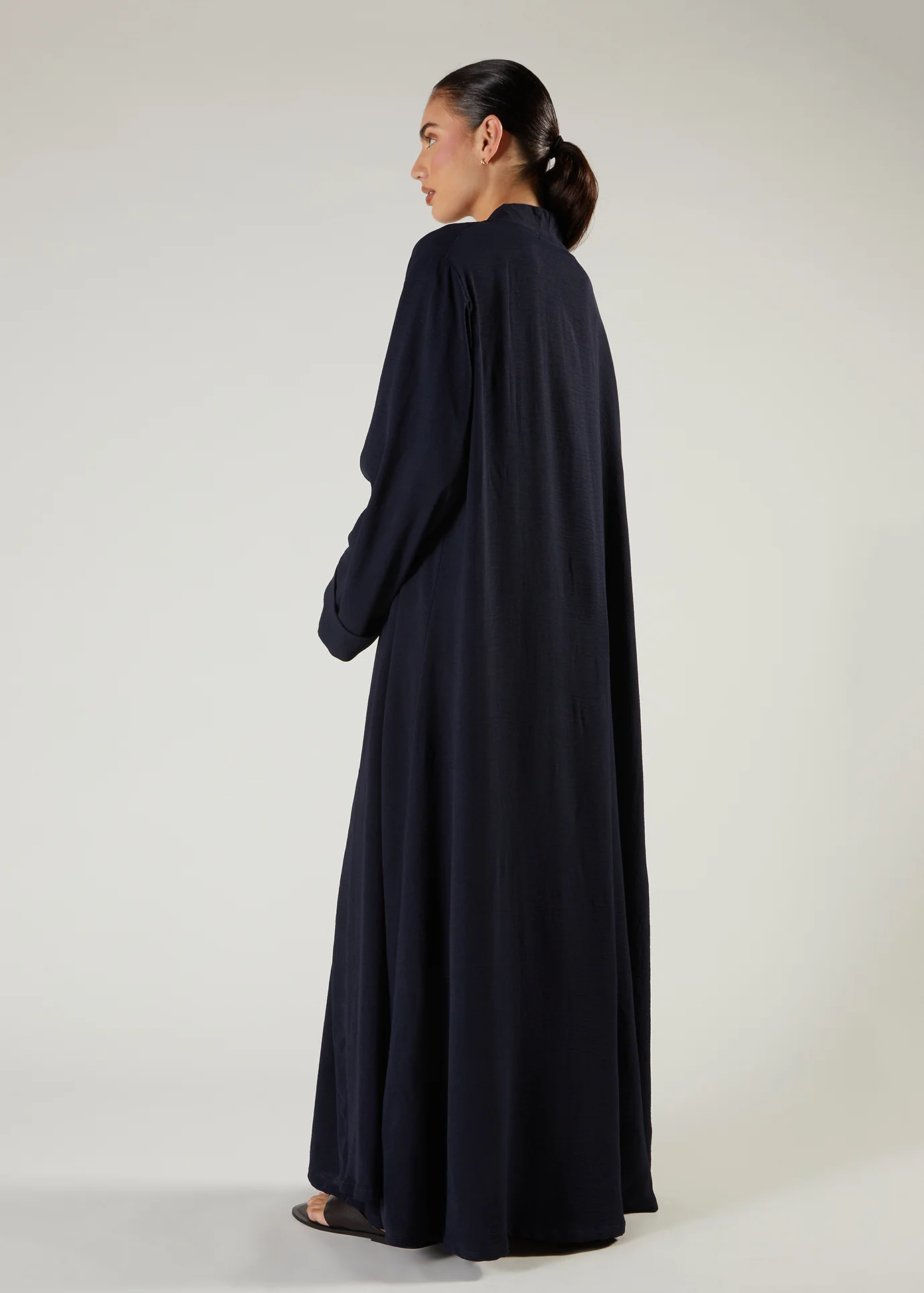 Two Piece Open Abaya with Slip Navy - Image 3