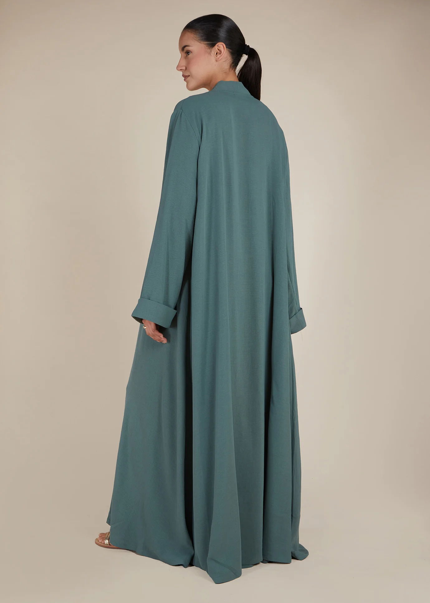 Two Piece Open Abaya With Slip Sage - Image 3