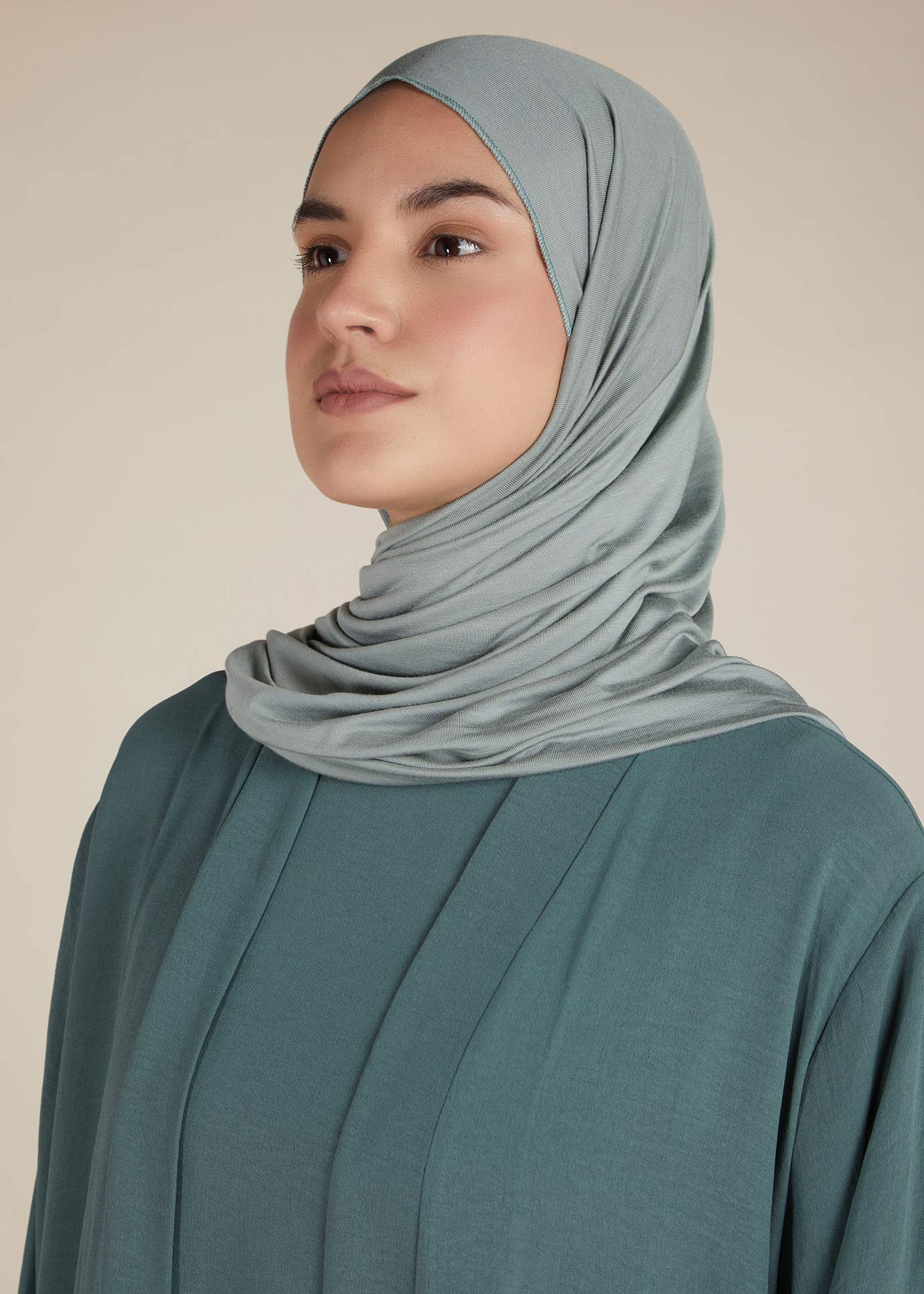Two Piece Open Abaya With Slip Sage - Image 5