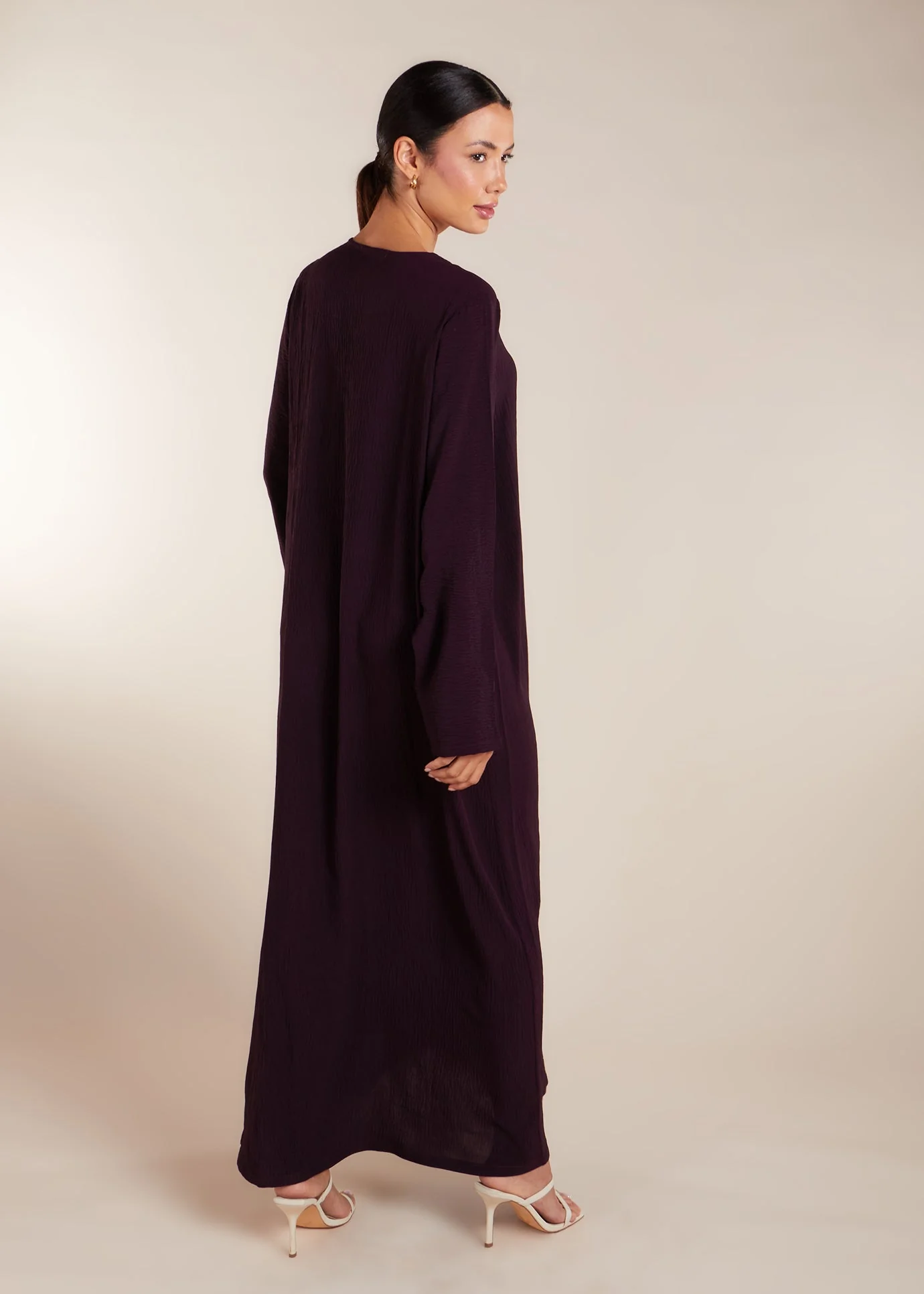 Two Piece Open Abaya with Slip Taupe - Image 5
