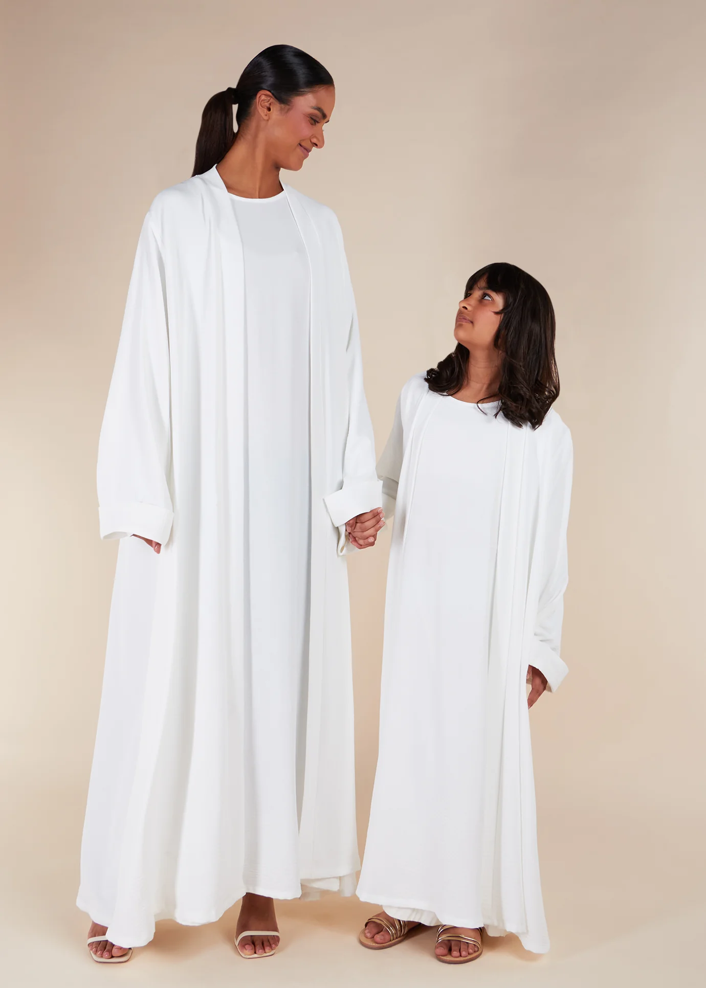 Two Piece Open Abaya With Slip White - Image 2