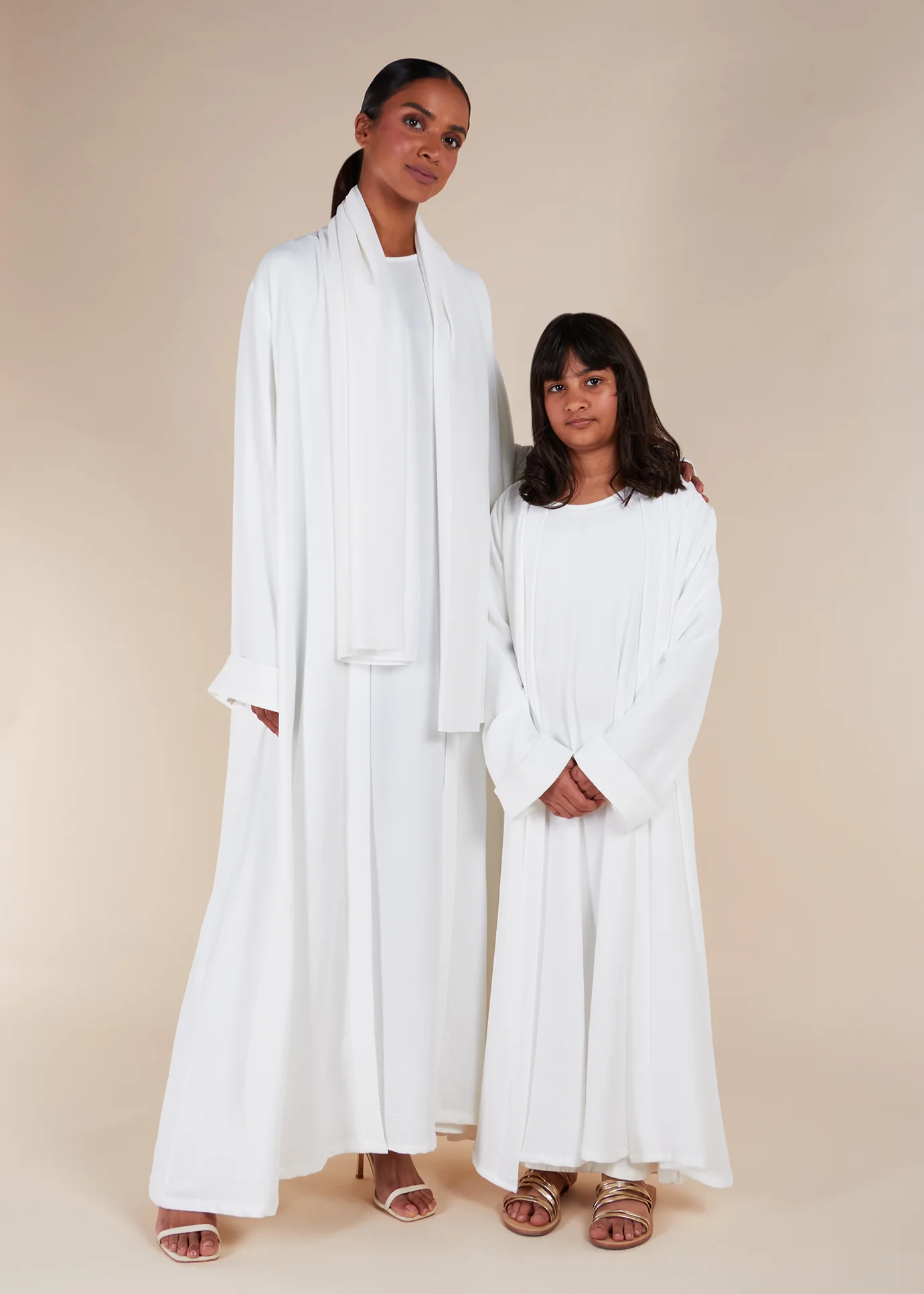 Two Piece Open Abaya With Slip White - Image 6