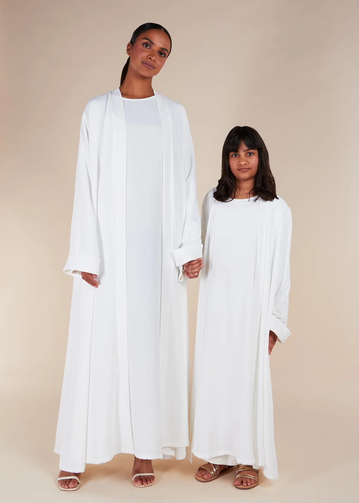 Two Piece Open Abaya With Slip White - Image 7