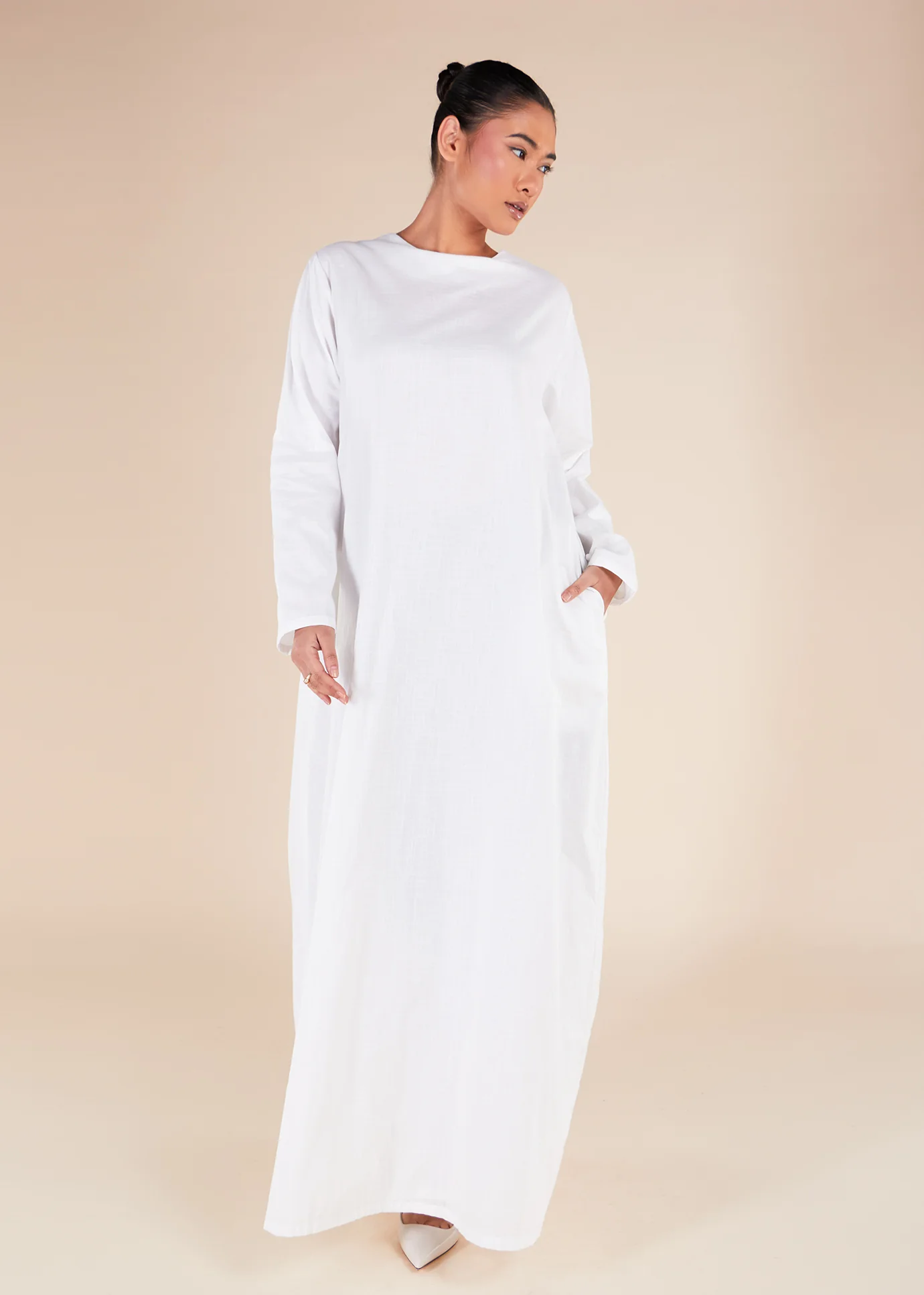 White Linen Dress - Image 3